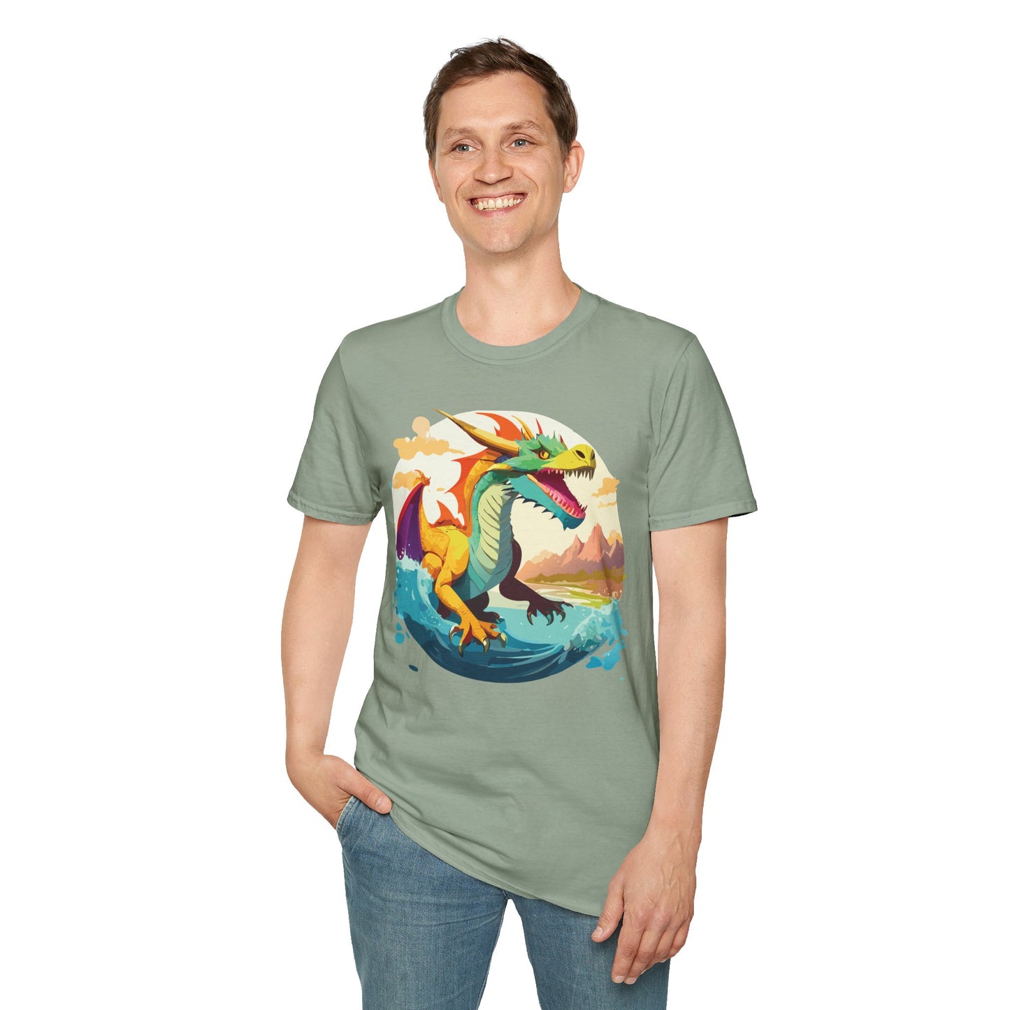 Dragon T Shirt Unisex Animal Print Dragon Shirt Gildan Softstyle Cotton Tee 64000