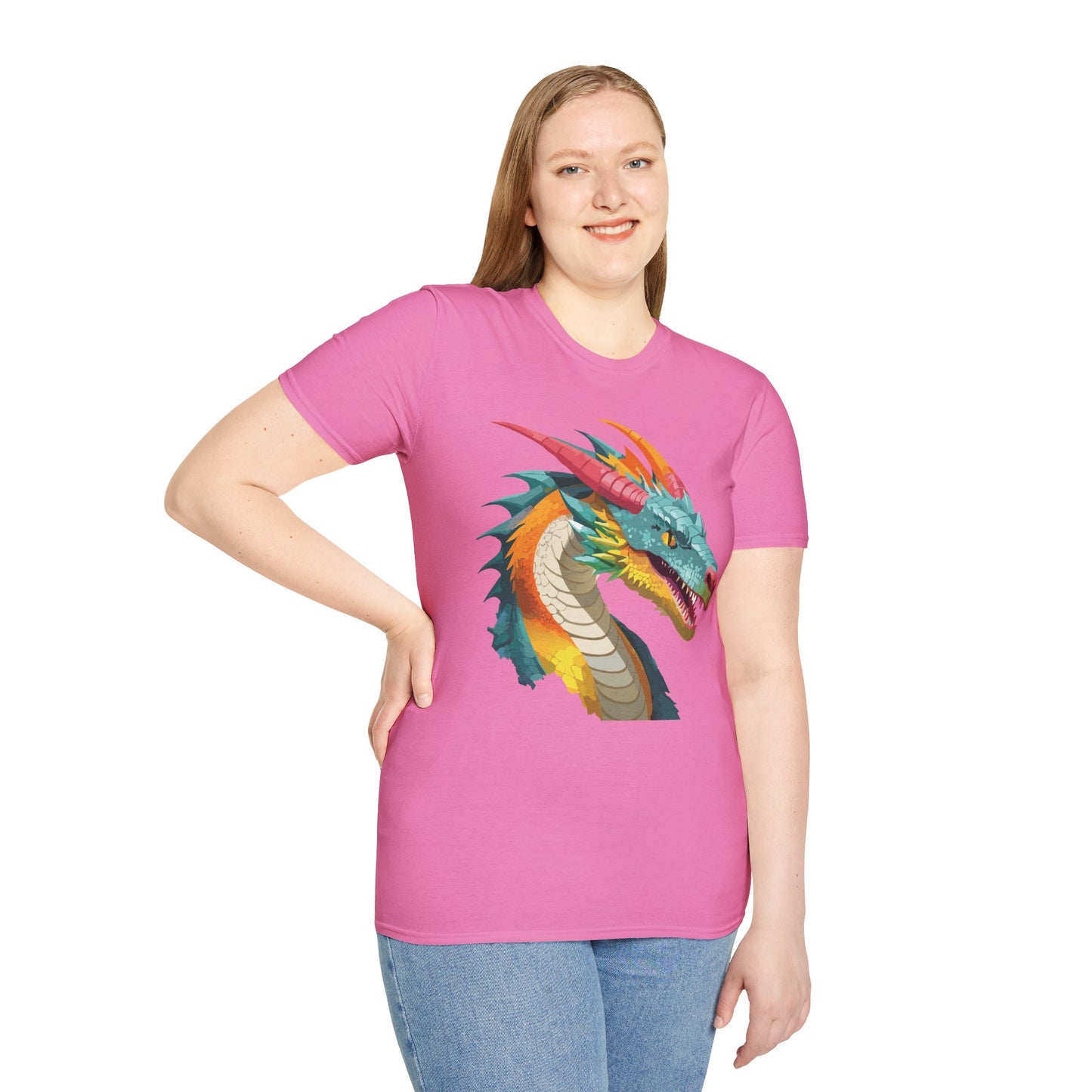 Dragon T Shirt Unisex Softstyle Art Design Tee With Animals Theme Gildan 64000 Premium Quality