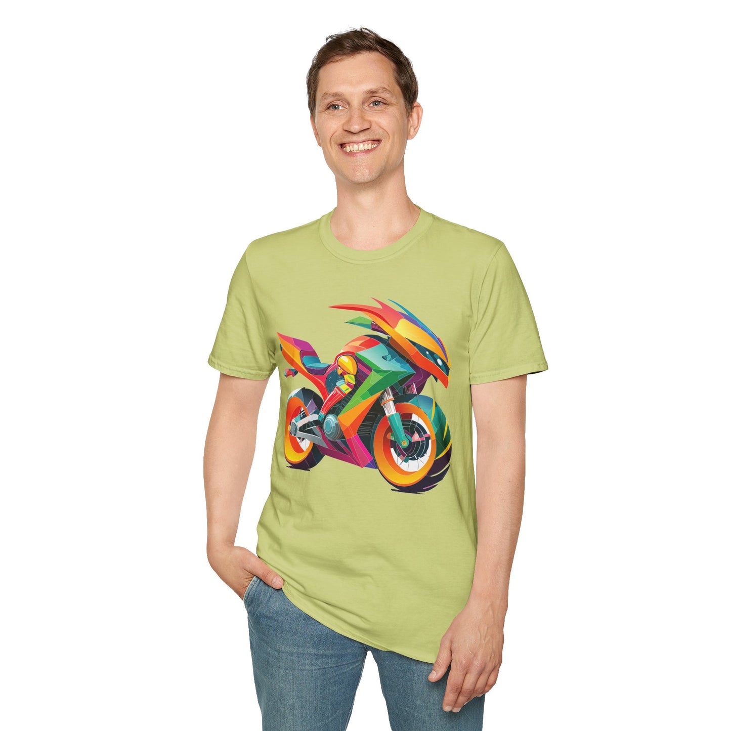 Unisex Bike T Shirt With Motorcycle Artwork Premium Cotton MTB Tee Softstyle 64000