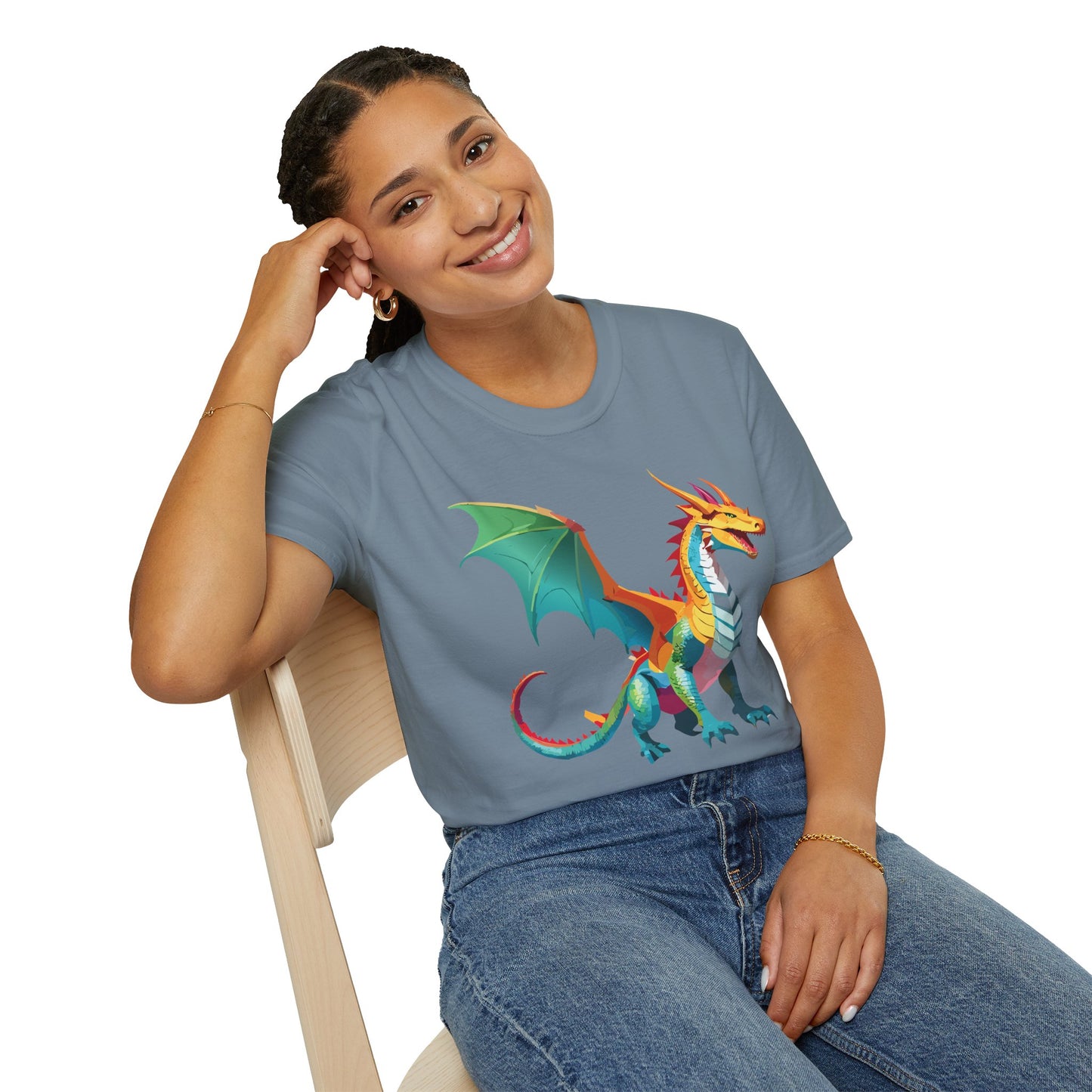 Dragon T Shirt Unisex Animal Design Tee Softstyle Gildan 64000 100 Percent Ring Spun Cotton