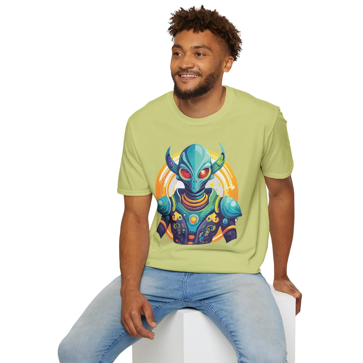 Alien T Shirt Cosmos Design Unisex Softstyle Cotton Tee With Aliens Art Graphic Print