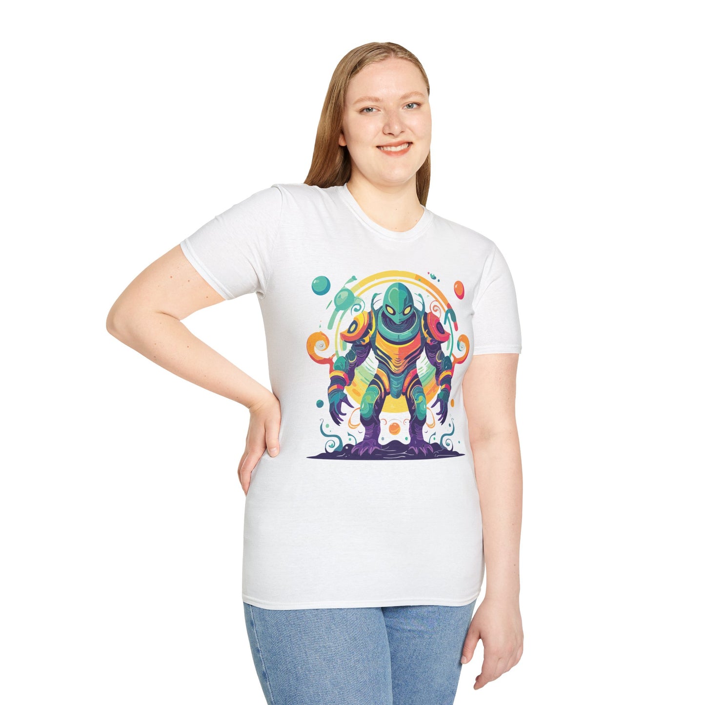 Cosmos Alien T Shirt Unisex Softstyle 64000 with Art Design Durable Comfort Artwork Tee