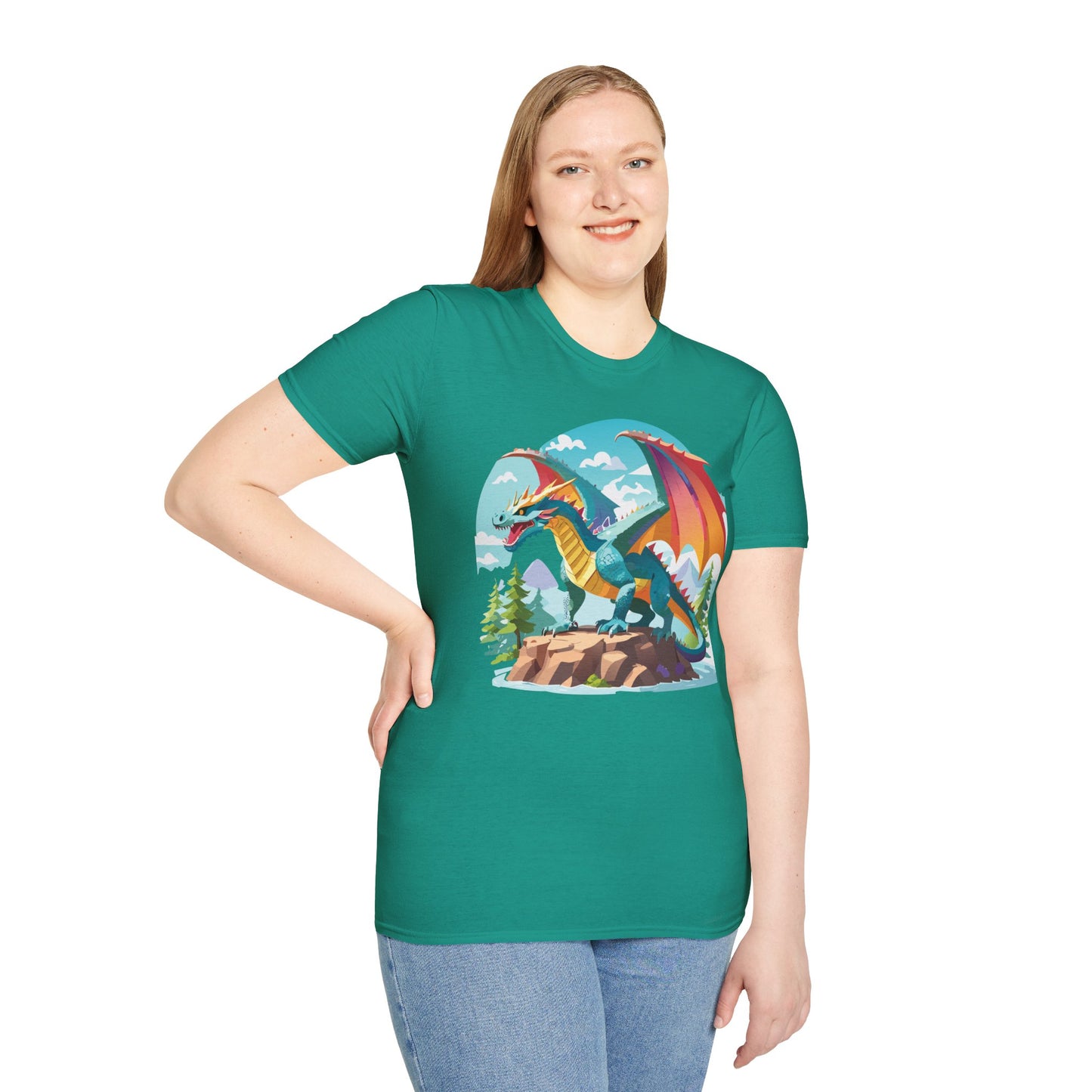Dragon Graphic Tee Unisex Softstyle 100 Percent Ring Spun Cotton Animal Art Print Shirt