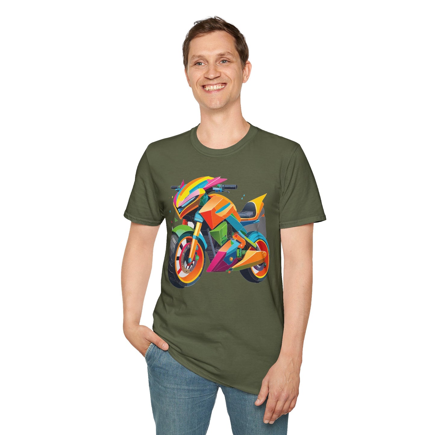Unisex Bike T Shirt Moto Shirt MTB T Shirt With Art Design Softstyle Cotton Tee For Enthusiasts