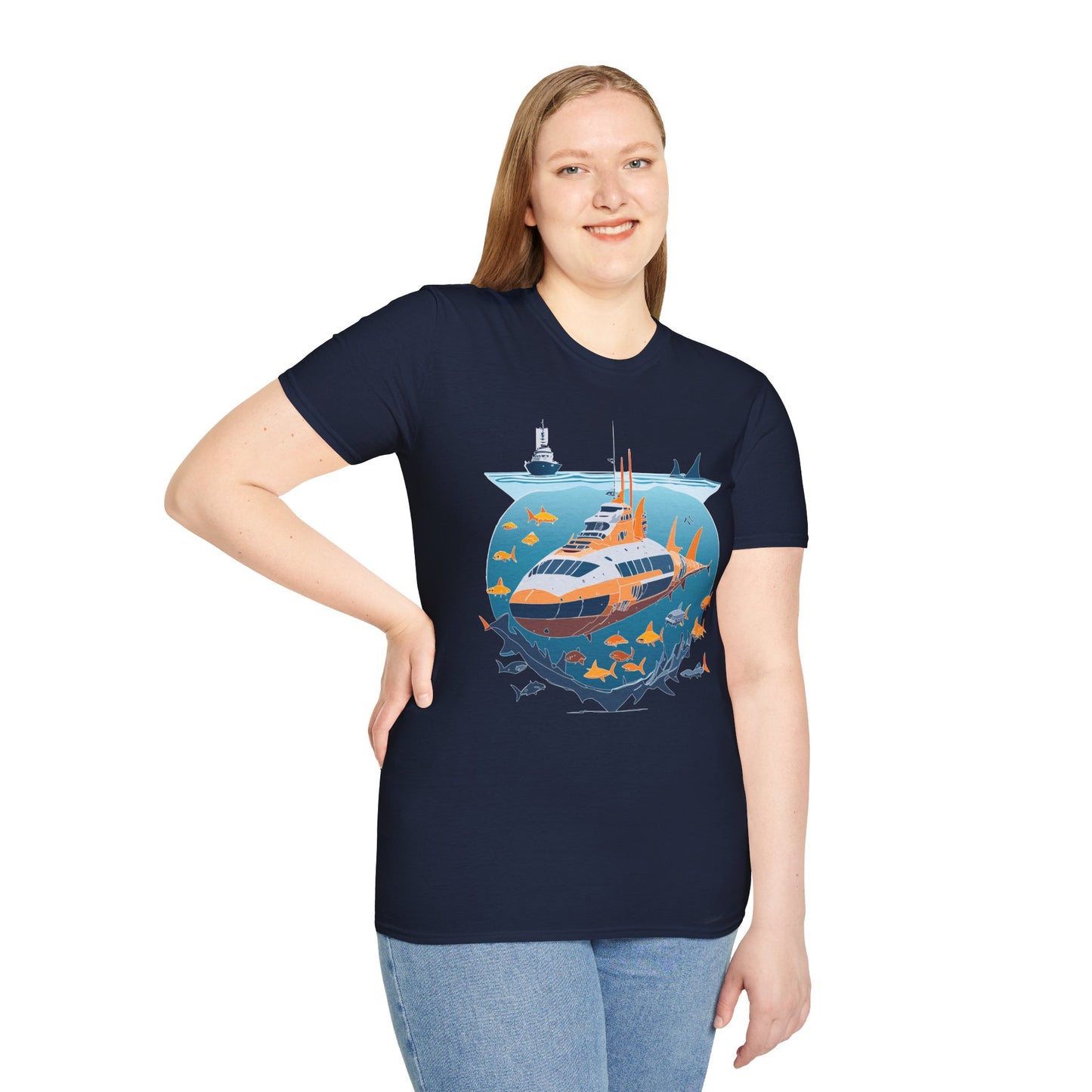 Ocean Tee Shirt, Ocean Shirt, Shirt with Ocean, U boat Tees, Shirt with U-Boat