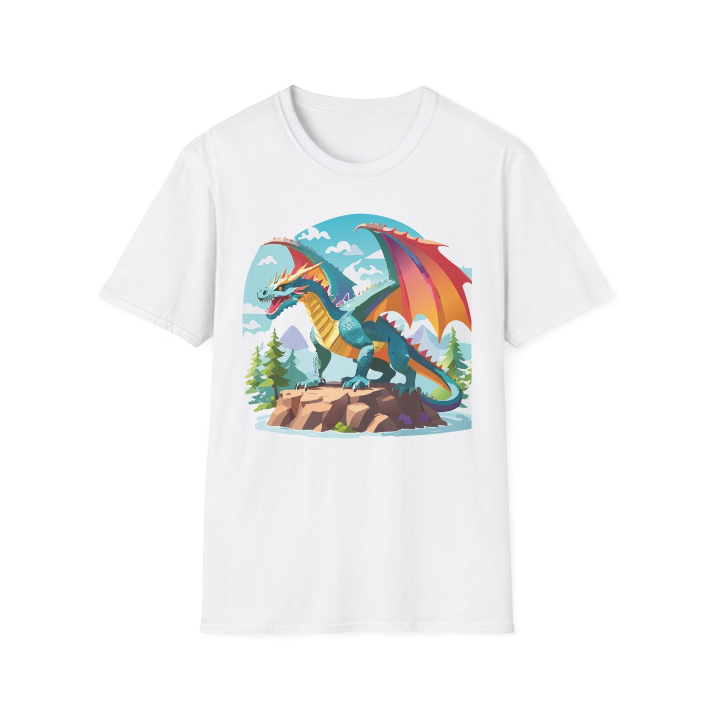 Dragon Graphic Tee Unisex Softstyle 100 Percent Ring Spun Cotton Animal Art Print Shirt