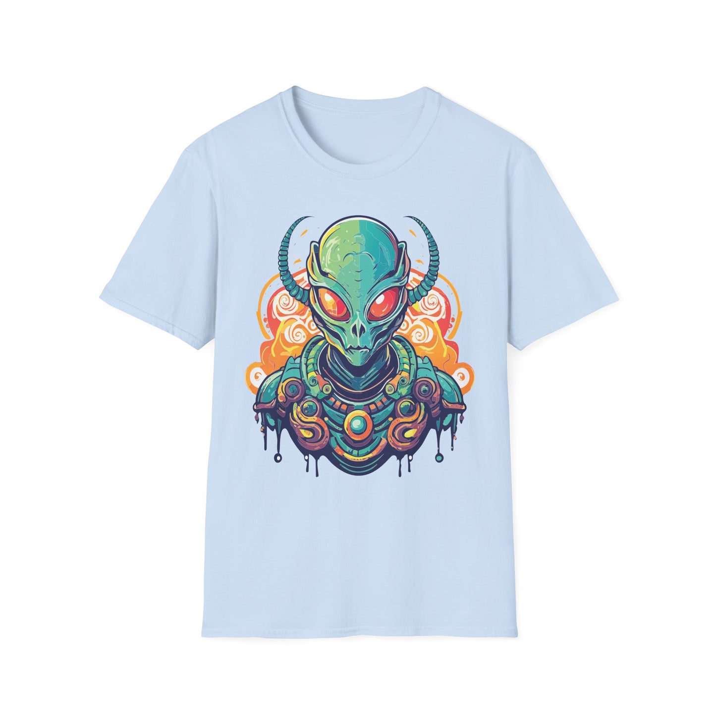 Cosmos Alien T Shirt Unisex Softstyle Cotton Tee With Space Artwork Graphic Design