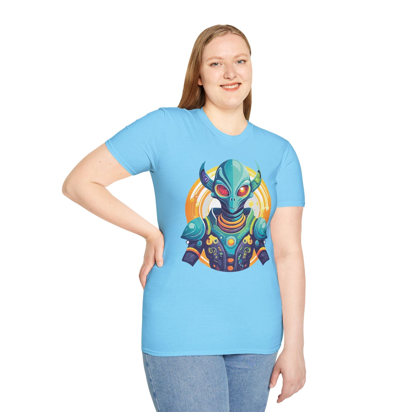 Alien T Shirt Cosmos Design Unisex Softstyle Cotton Tee With Aliens Art Graphic Print