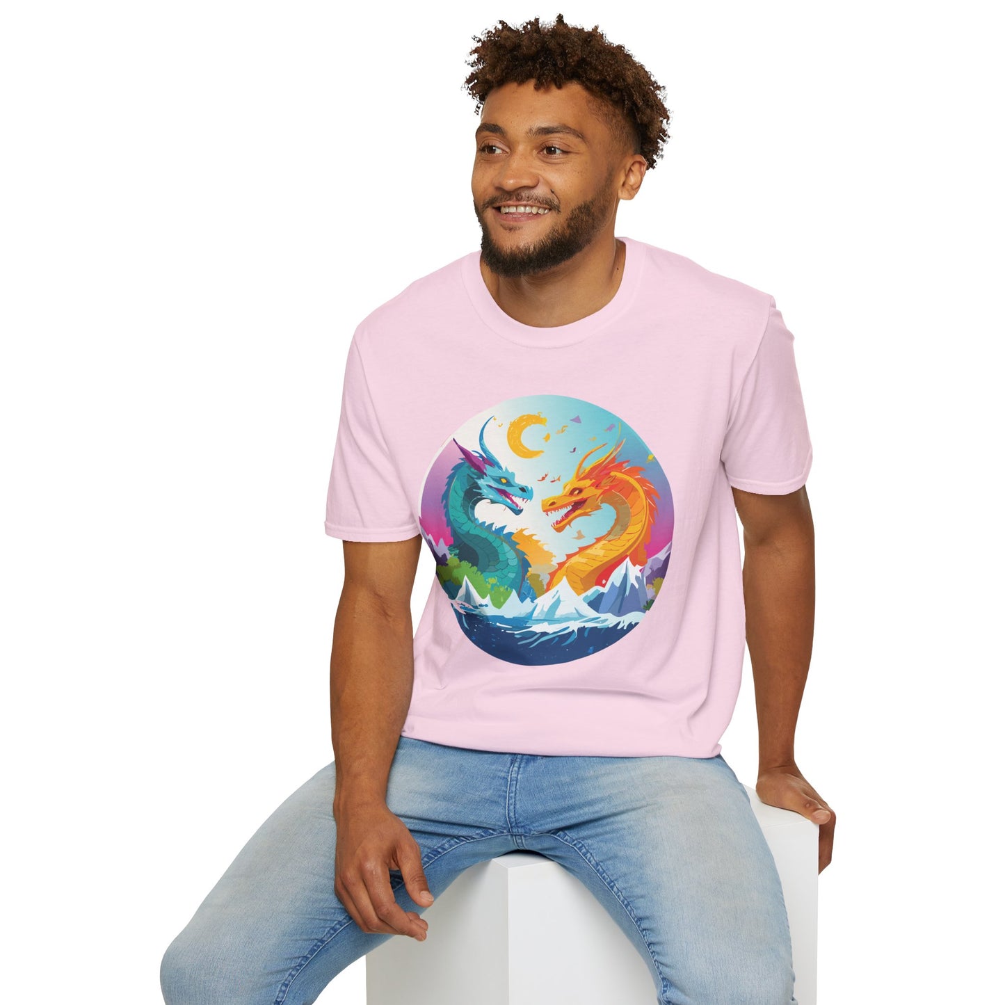 Dragon T Shirt Unisex Gildan Softstyle 64000 Tee Dragon Artwork Animal Print Shirt