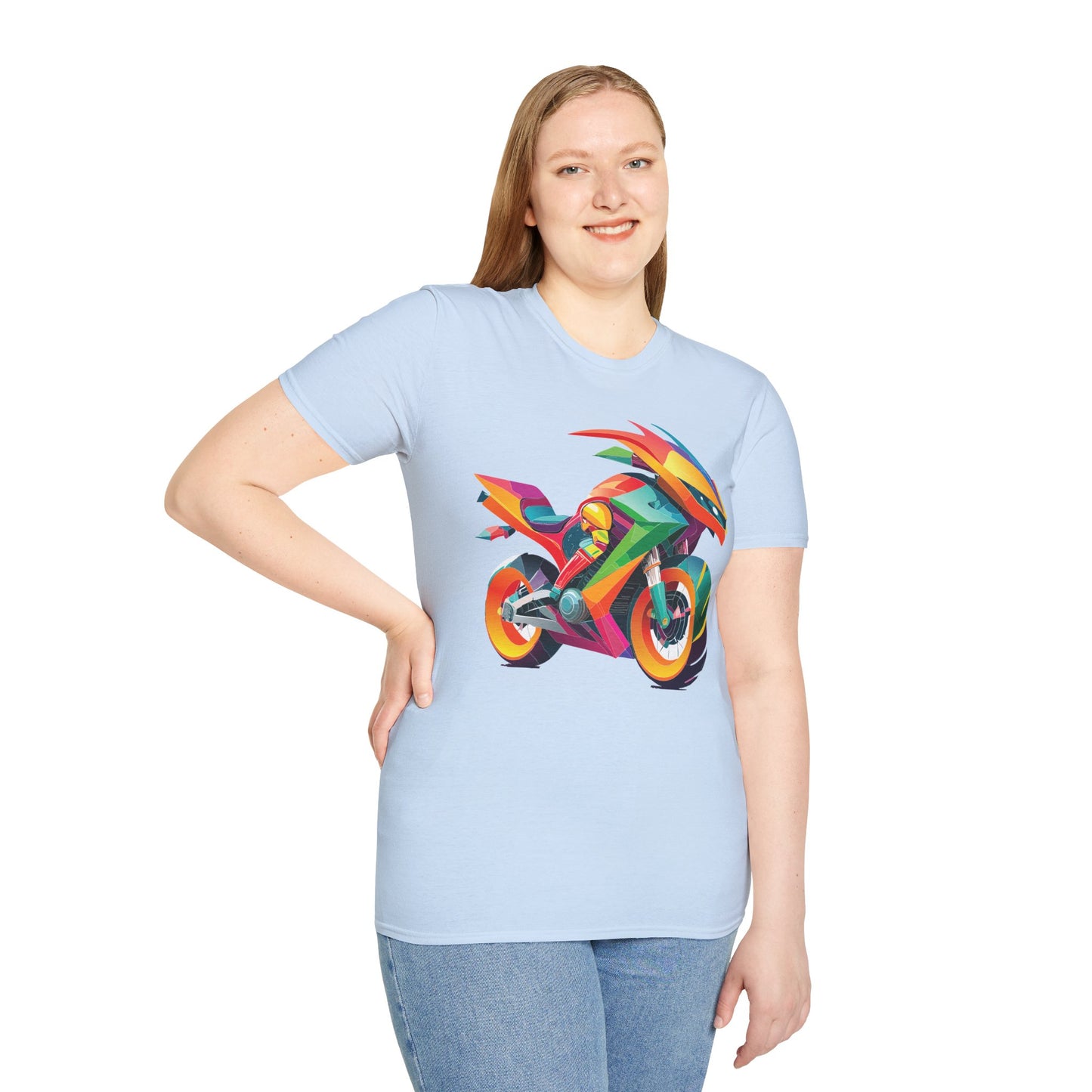 Unisex Bike T Shirt With Motorcycle Artwork Premium Cotton MTB Tee Softstyle 64000