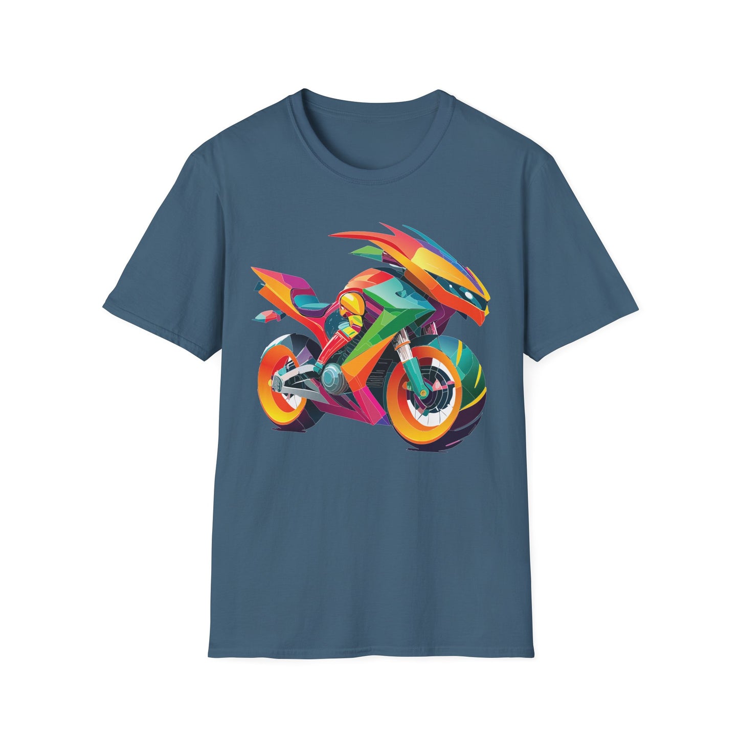 Unisex Bike T Shirt With Motorcycle Artwork Premium Cotton MTB Tee Softstyle 64000