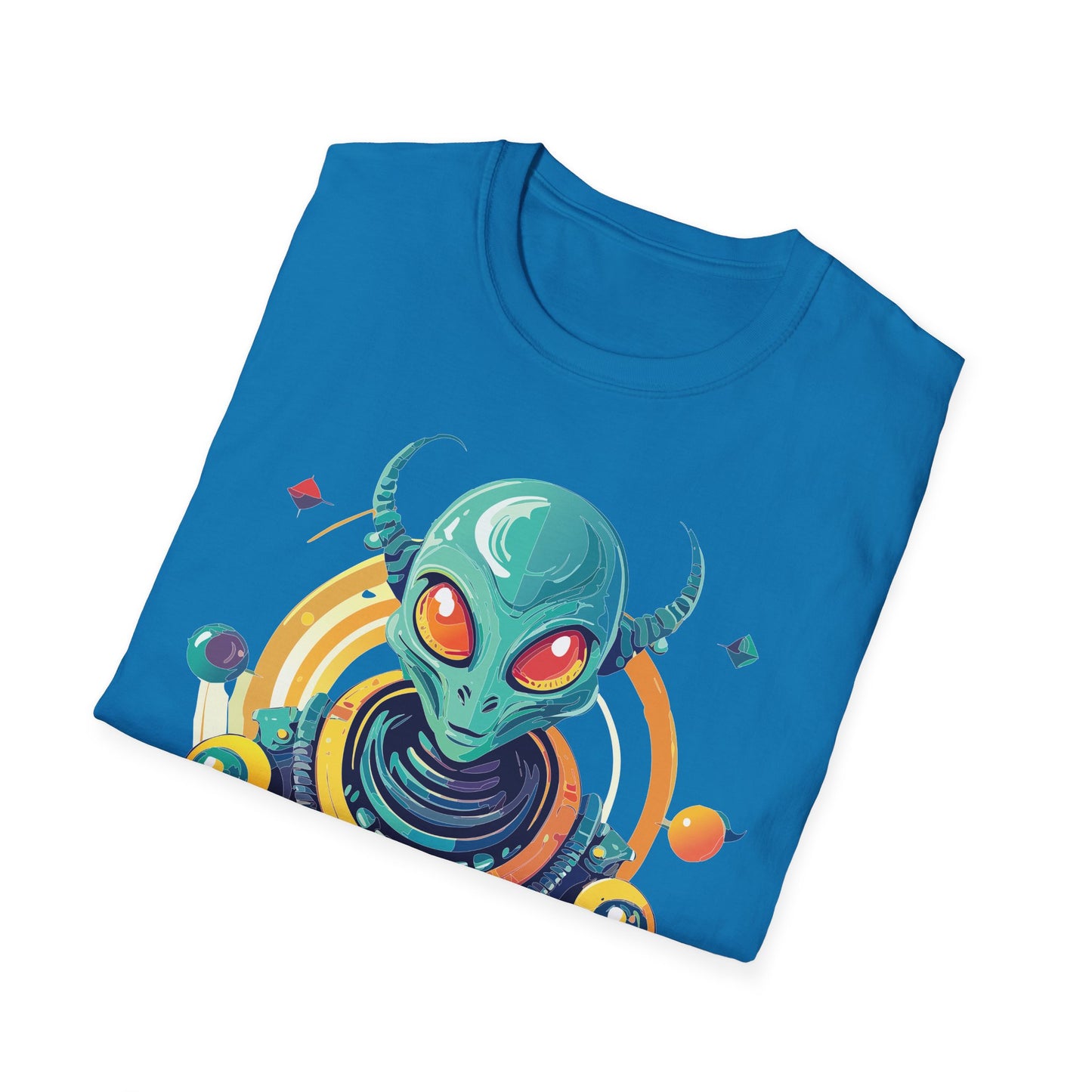 Alien Cosmos T Shirt Unisex Softstyle Cotton Tee With Alien Art Design Premium Comfort