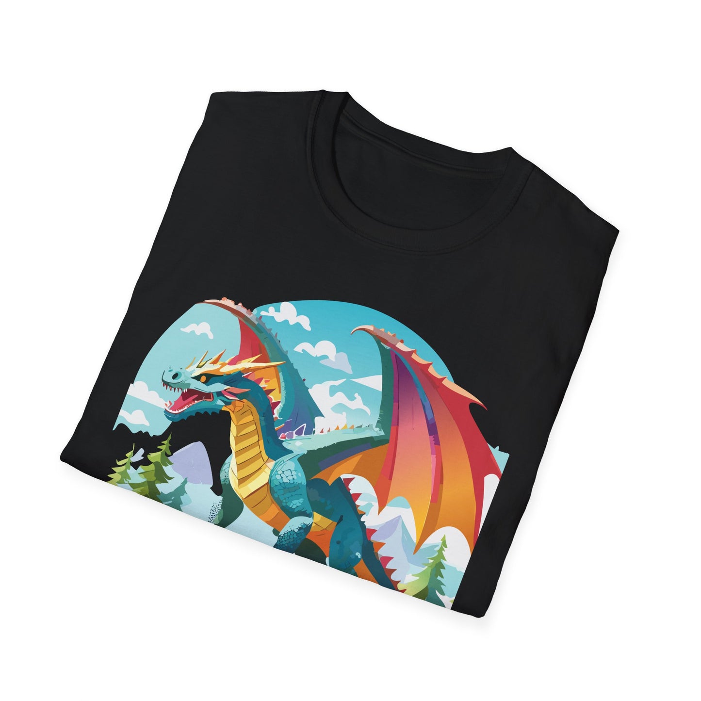 Dragon Graphic Tee Unisex Softstyle 100 Percent Ring Spun Cotton Animal Art Print Shirt