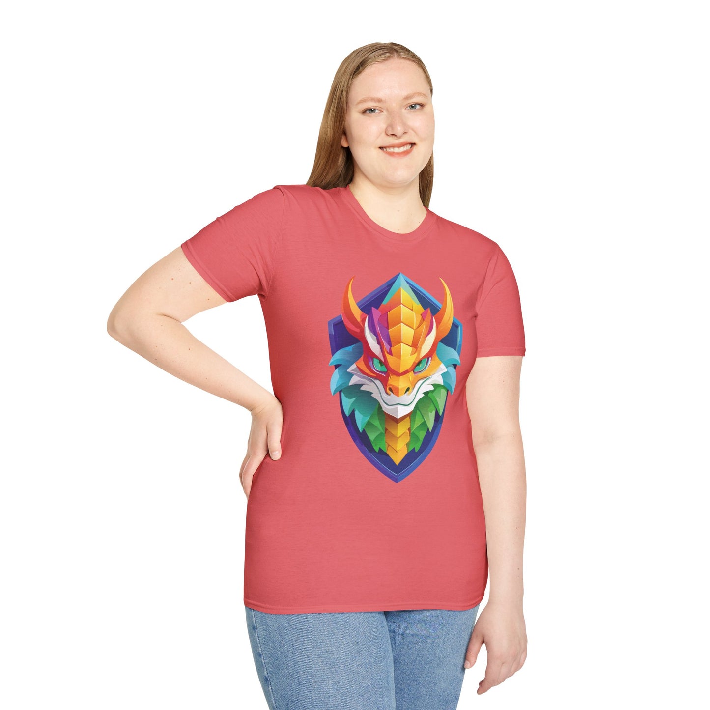 Unisex Dragon T Shirt Softstyle 64000 100 Percent Ring Spun Cotton Comfortable Tee