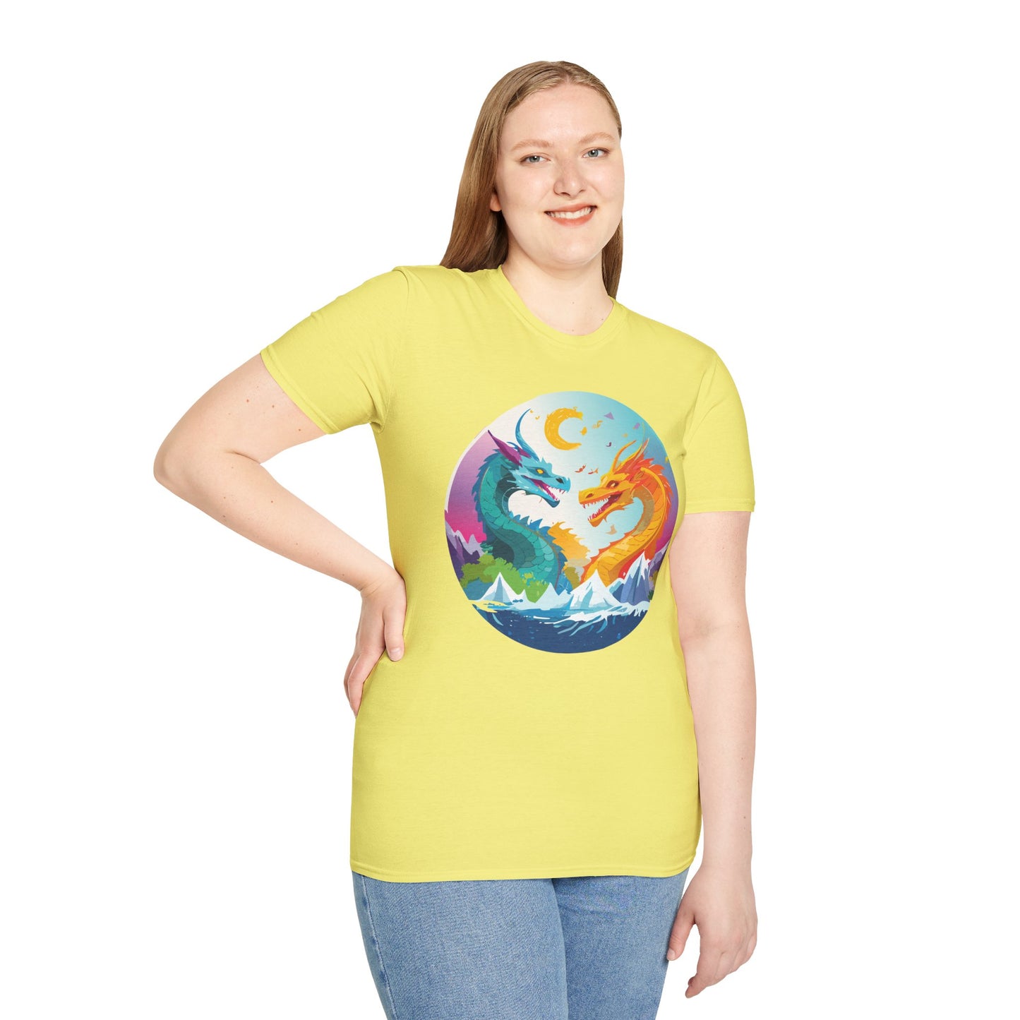 Dragon T Shirt Unisex Gildan Softstyle 64000 Tee Dragon Artwork Animal Print Shirt