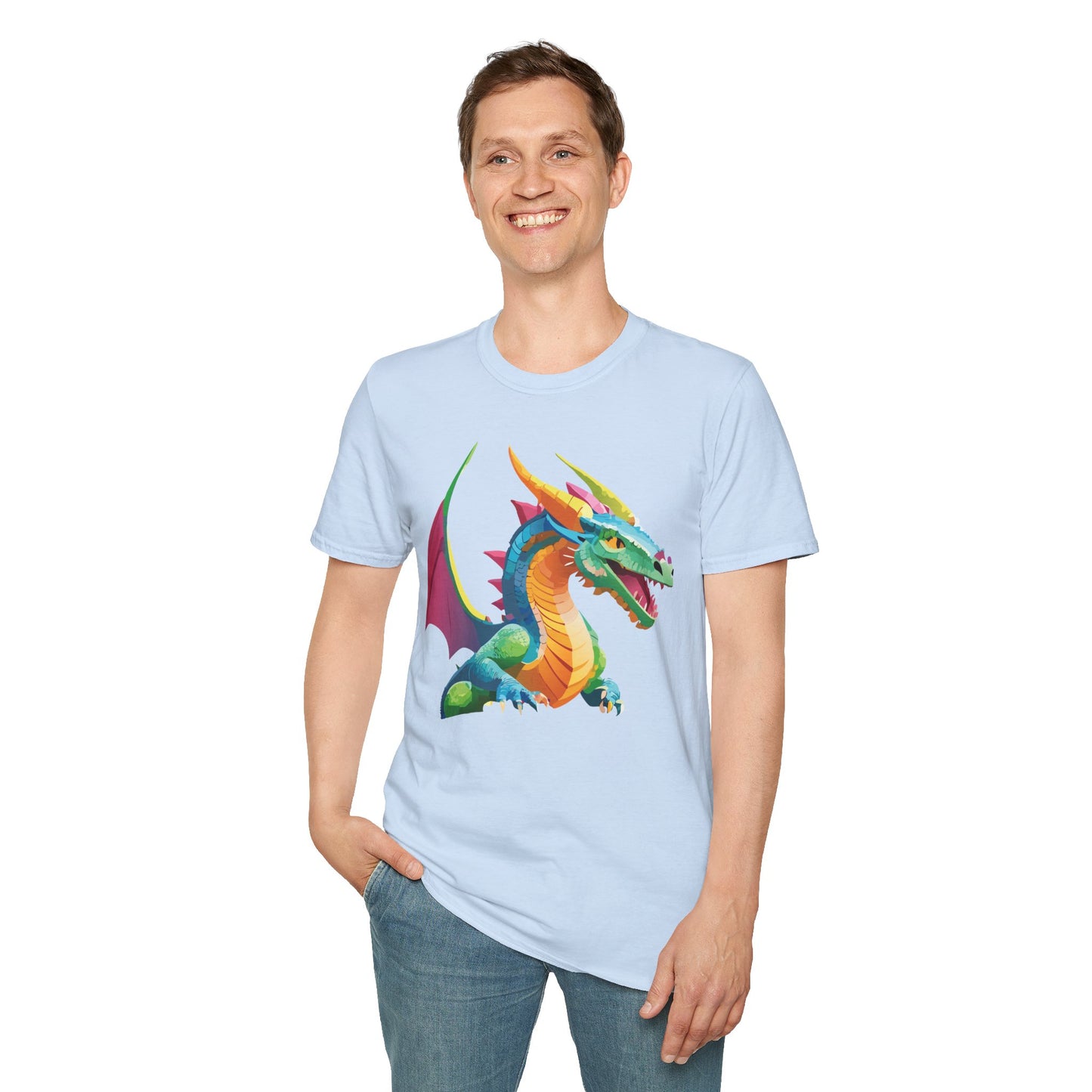 Unisex Dragon Graphic Tee Softstyle Short Sleeve T Shirt Made From Ring Spun Cotton