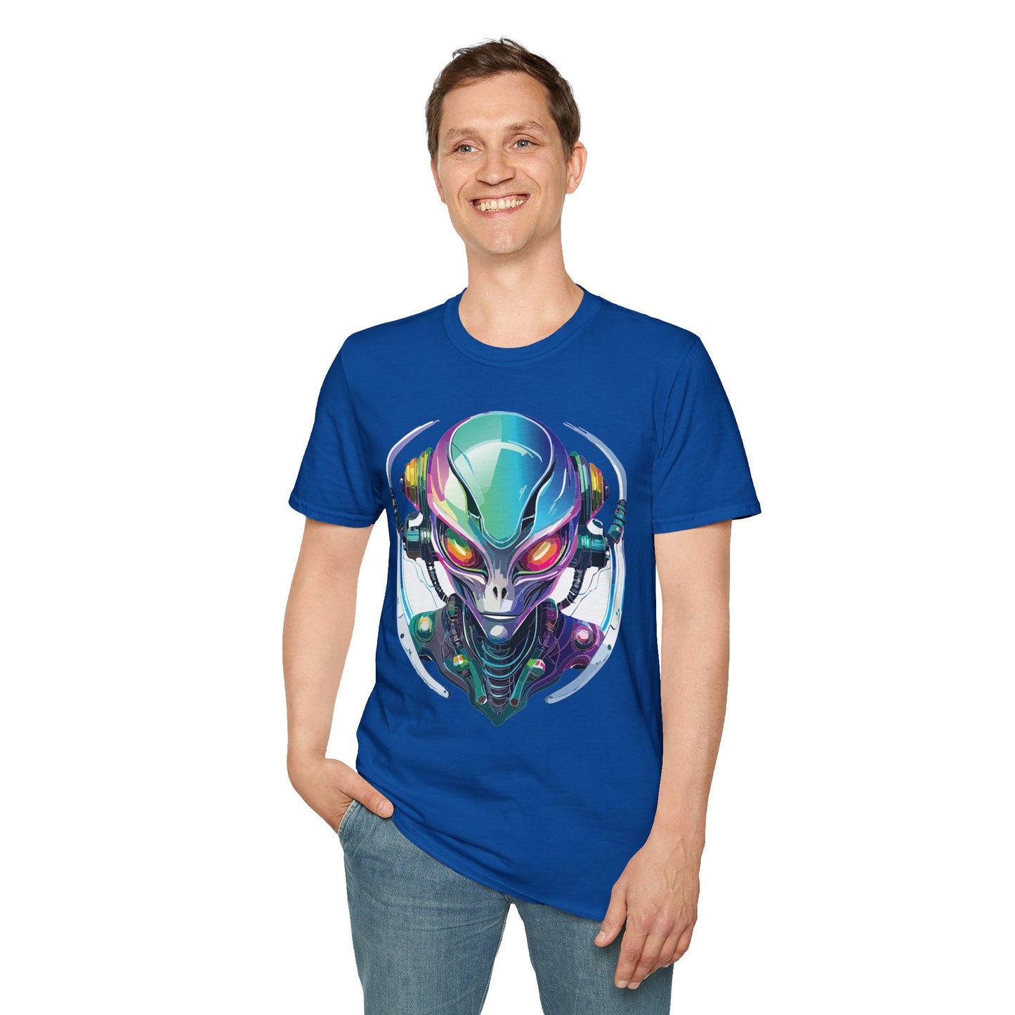 Alien Cosmos T Shirt Unisex Softstyle 64000 Tee With Alien Space Design 100 Percent Ringspun Cotton