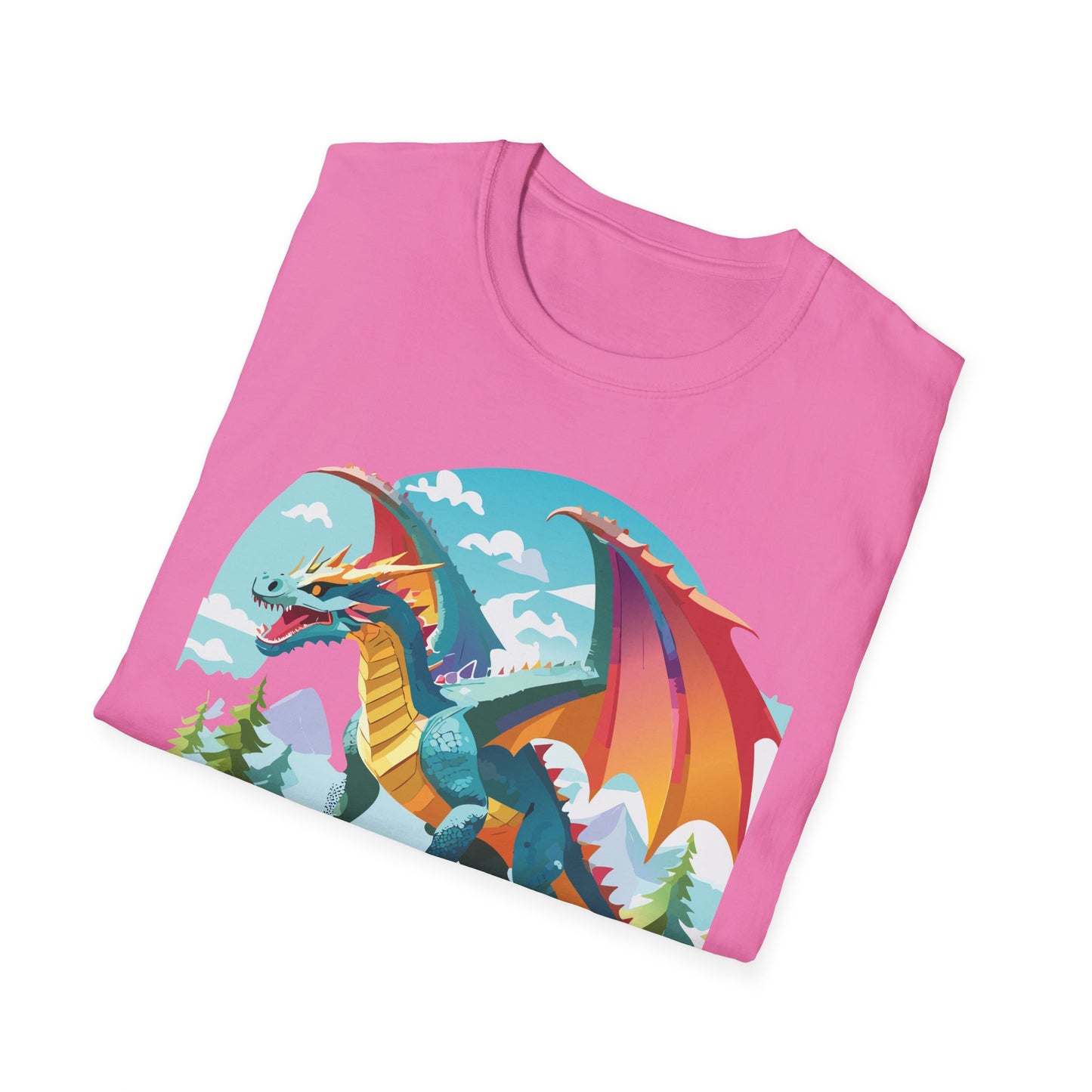 Dragon Graphic Tee Unisex Softstyle 100 Percent Ring Spun Cotton Animal Art Print Shirt