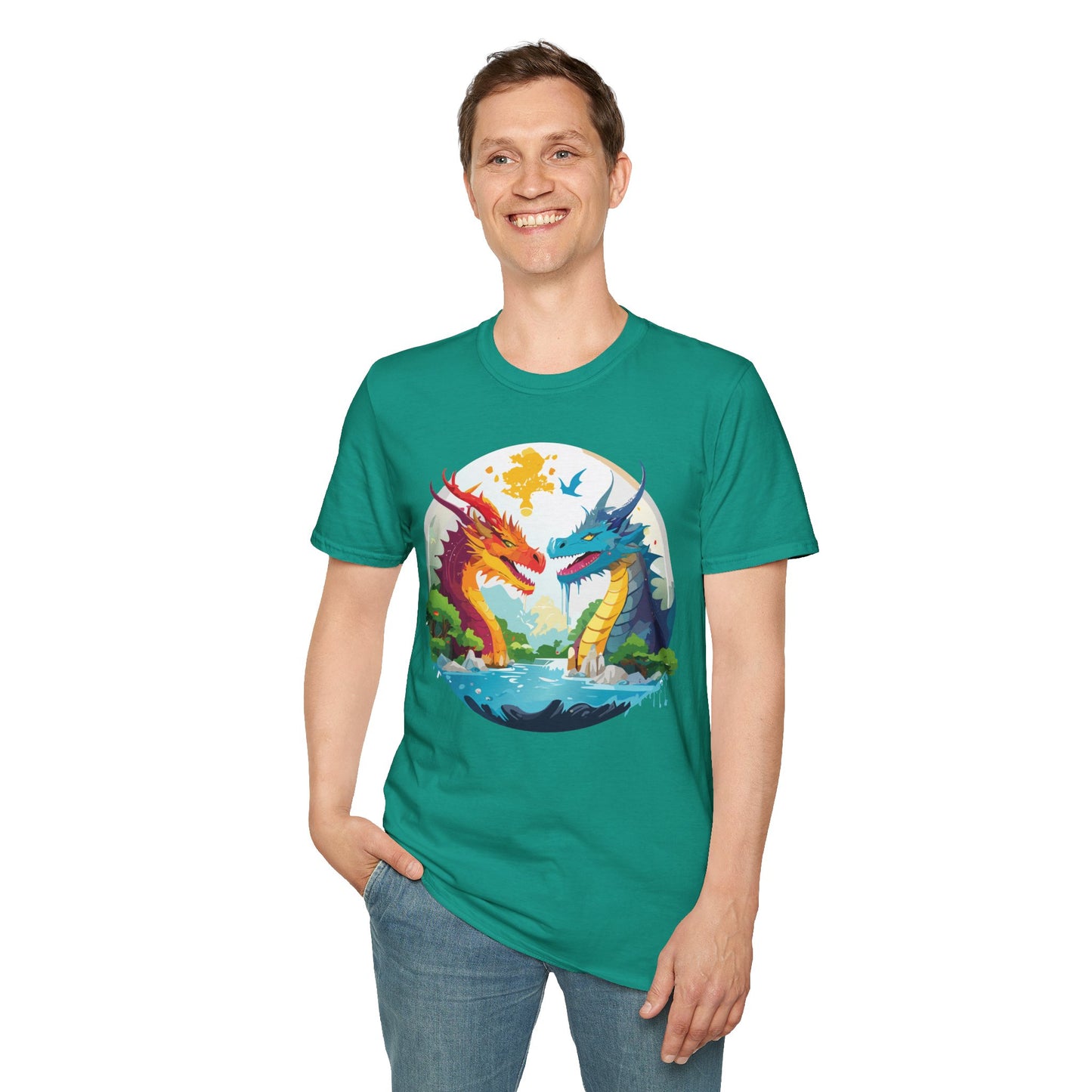 Dragon T Shirt Unisex Gildan Softstyle 64000 100 Percent Cotton Animal Print Tee Artwork