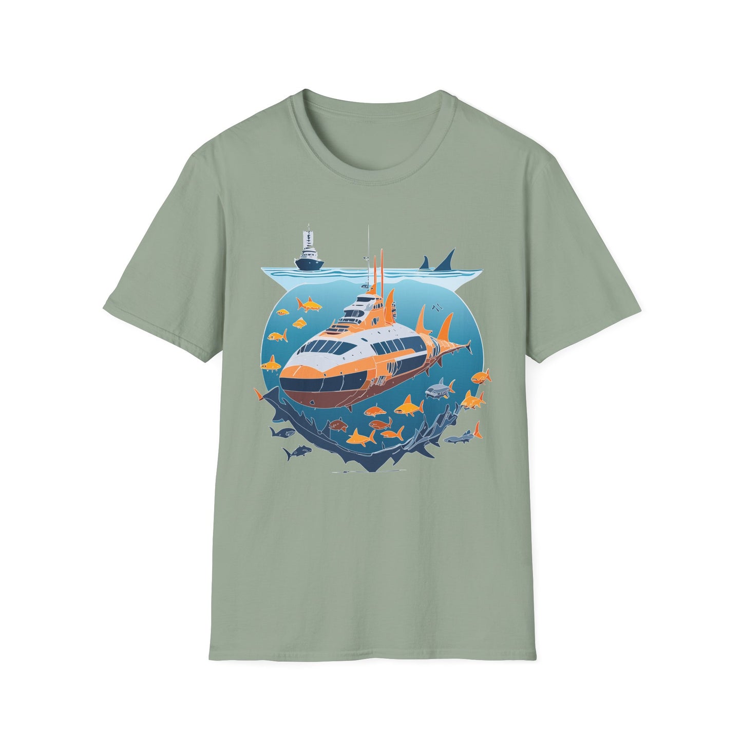 Ocean Tee Shirt, Ocean Shirt, Shirt with Ocean, U boat Tees, Shirt with U-Boat