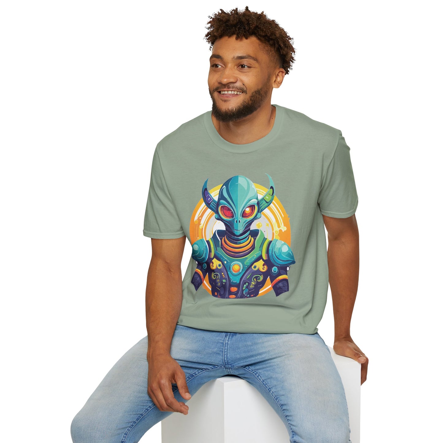 Alien T Shirt Cosmos Design Unisex Softstyle Cotton Tee With Aliens Art Graphic Print