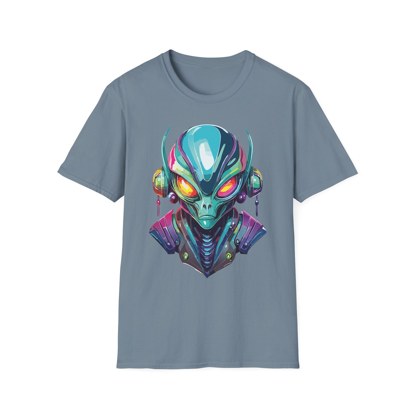 Alien Cosmos Unisex Cotton T Shirt With Alien Artwork Softstyle Ring Spun Cotton 64000