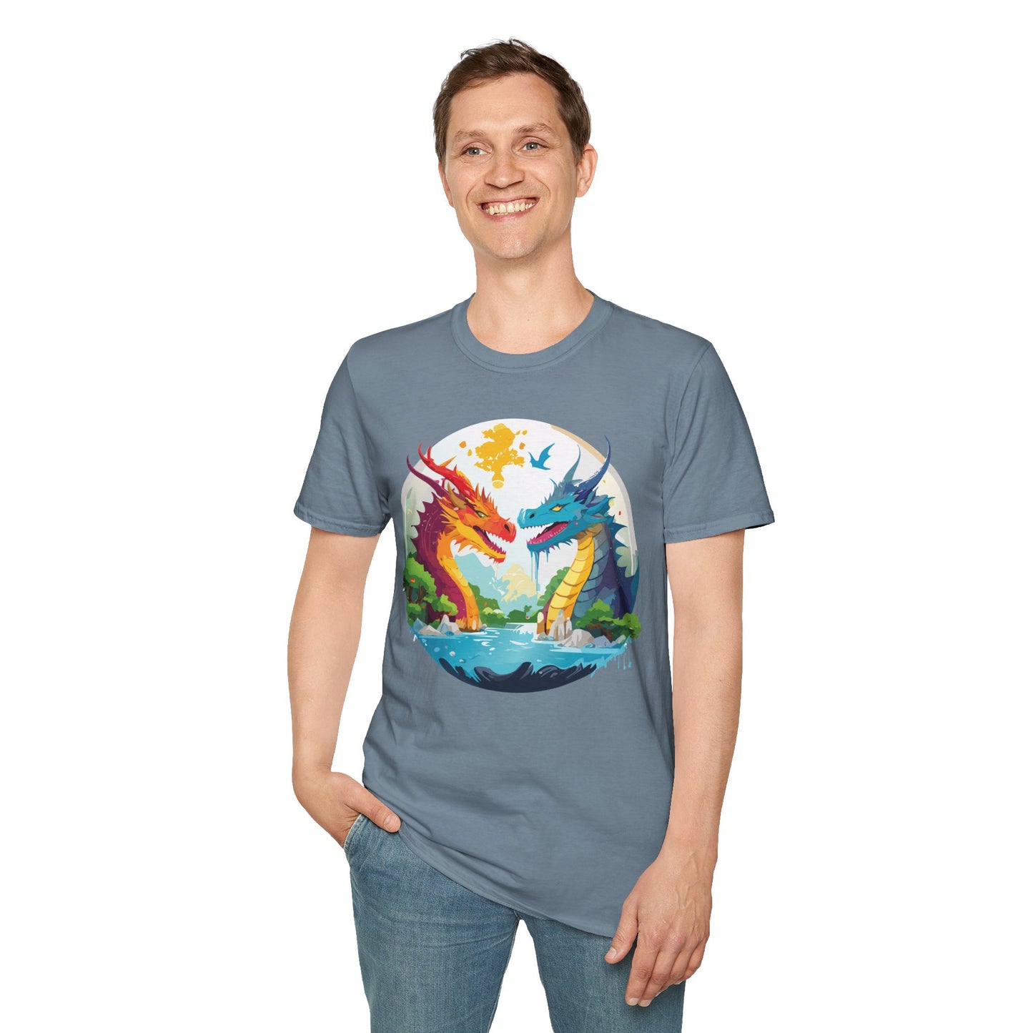Dragon T Shirt Unisex Gildan Softstyle 64000 100 Percent Cotton Animal Print Tee Artwork