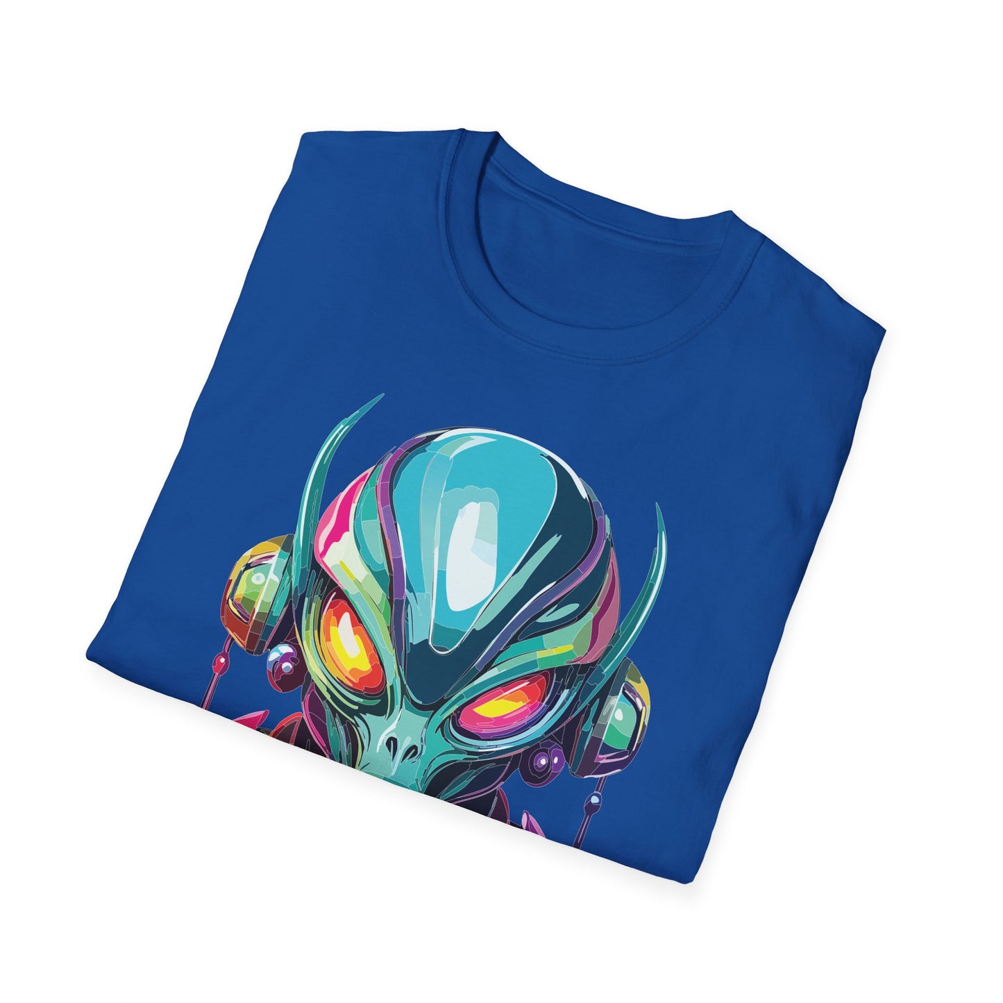 Alien Cosmos Unisex Cotton T Shirt With Alien Artwork Softstyle Ring Spun Cotton 64000