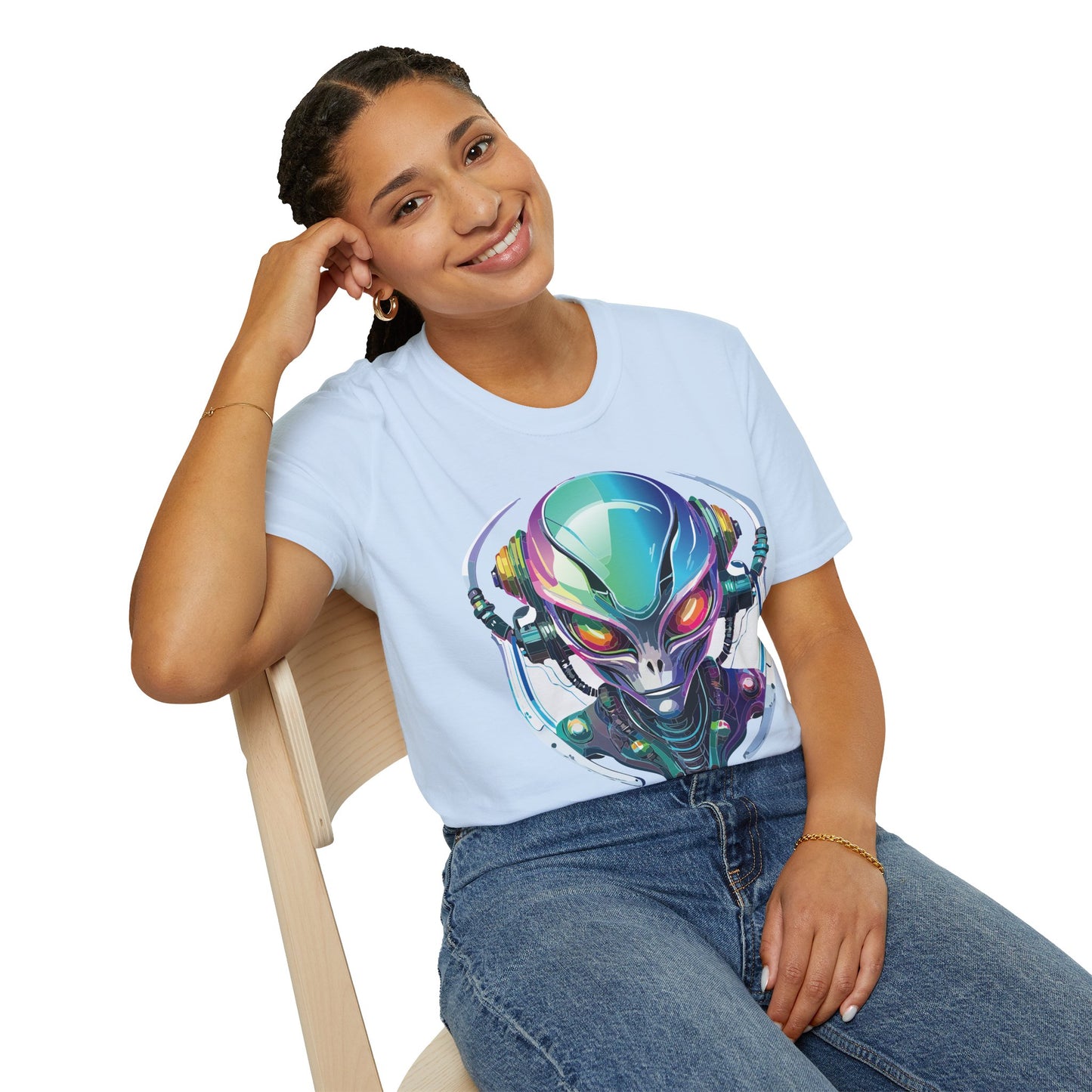 Alien Cosmos T Shirt Unisex Softstyle 64000 Tee With Alien Space Design 100 Percent Ringspun Cotton