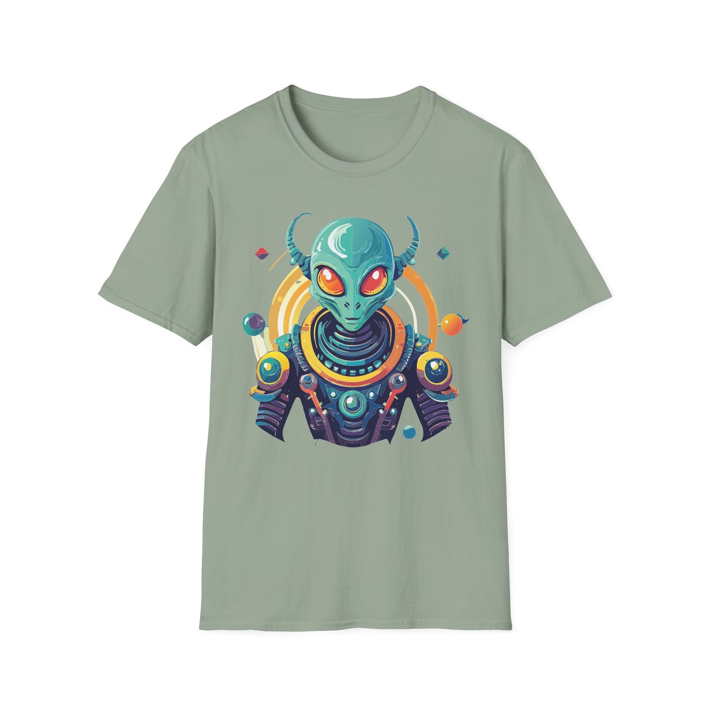 Alien Cosmos T Shirt Unisex Softstyle Cotton Tee With Alien Art Design Premium Comfort