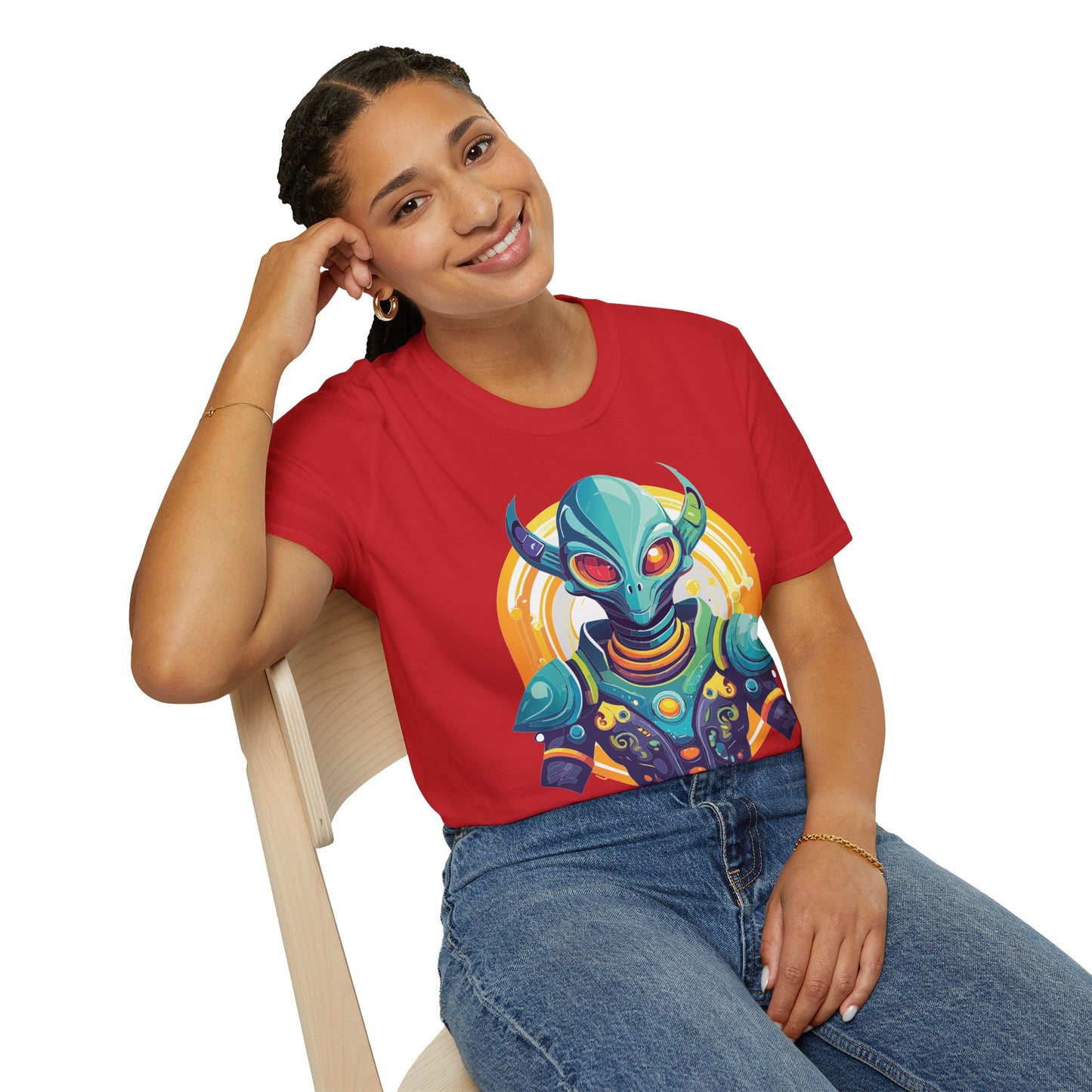 Alien T Shirt Cosmos Design Unisex Softstyle Cotton Tee With Aliens Art Graphic Print