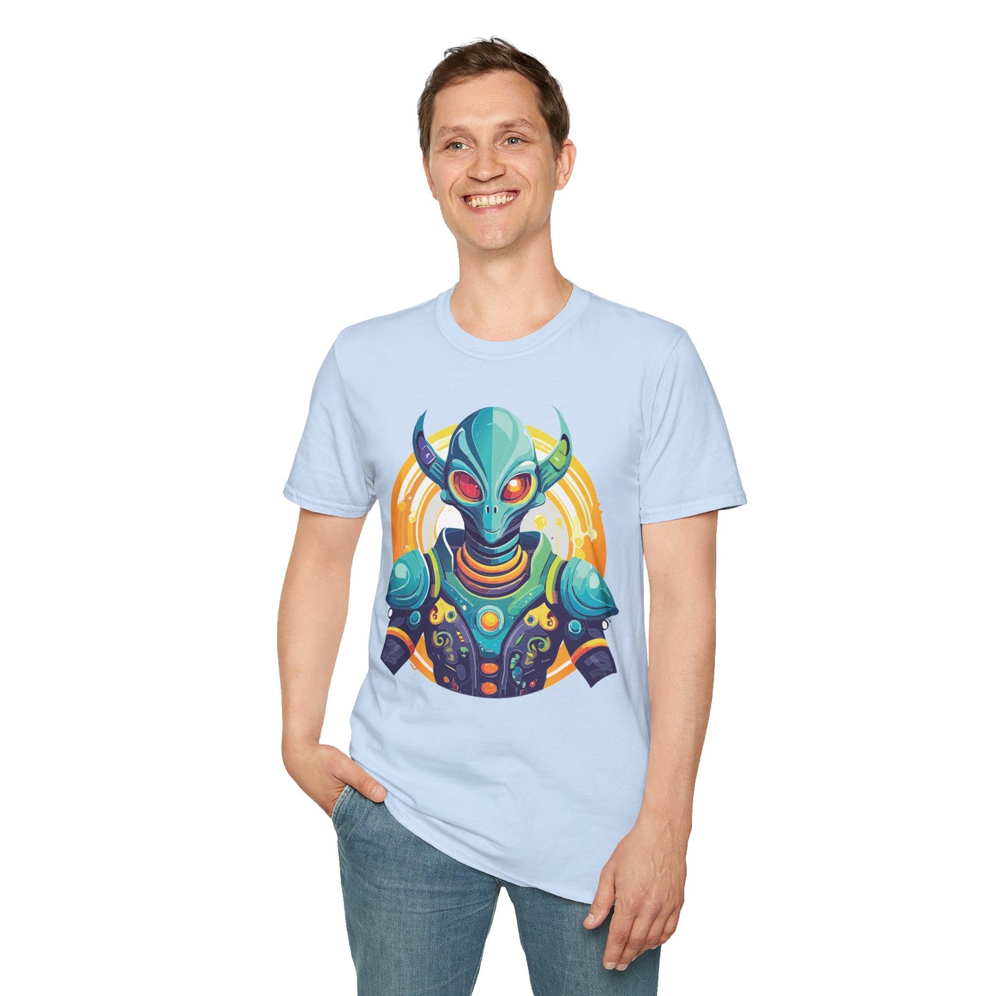 Alien T Shirt Cosmos Design Unisex Softstyle Cotton Tee With Aliens Art Graphic Print