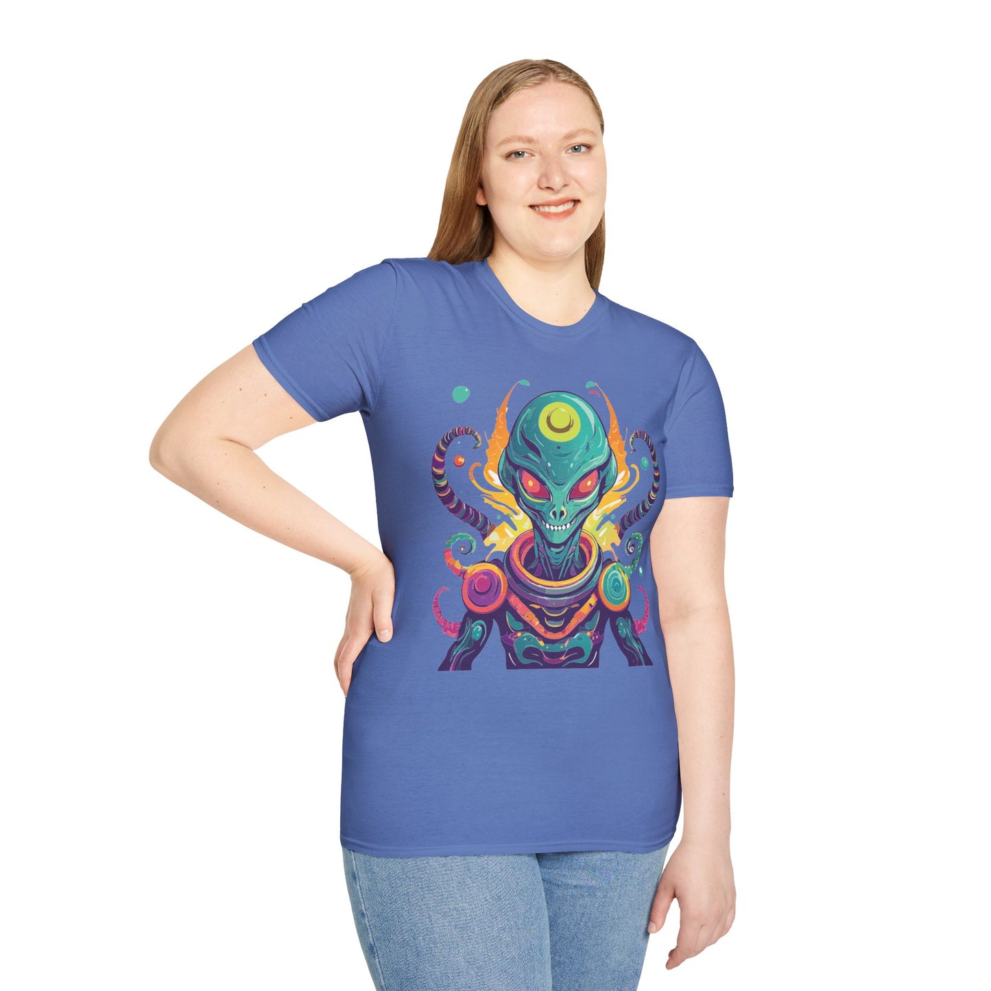 Alien Cosmos Unisex T Shirt With Aliens Design Gildan Softstyle 64000 Comfortable Lightweight Tee