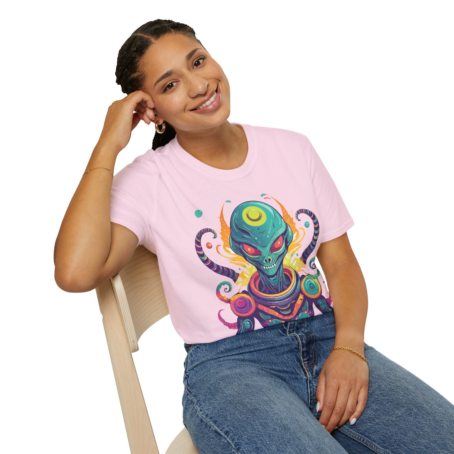 Alien Cosmos Unisex T Shirt With Aliens Design Gildan Softstyle 64000 Comfortable Lightweight Tee