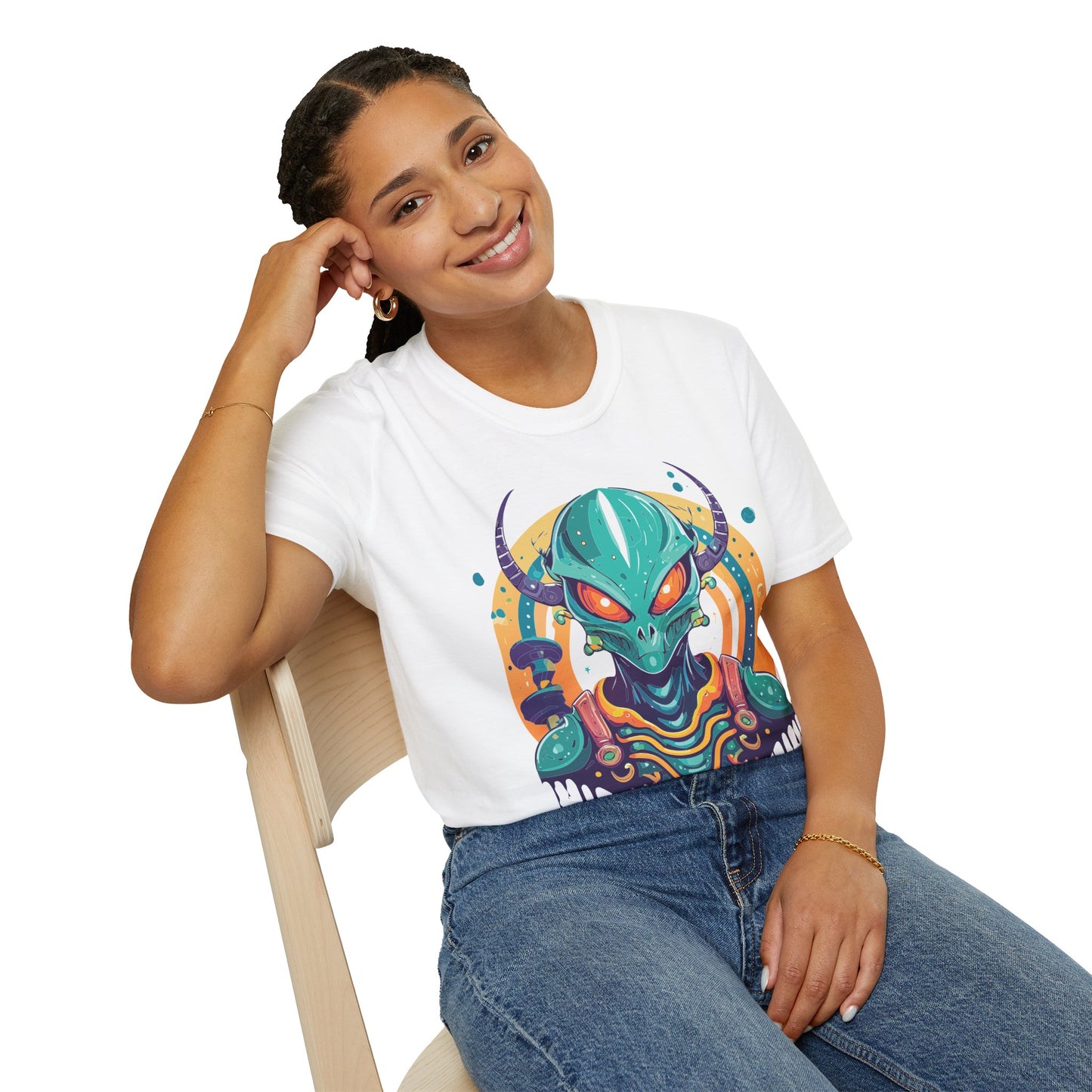 Alien T Shirt Cosmos Shirt Unisex Softstyle Tee 100 Percent Ring Spun Cotton Short Sleeve