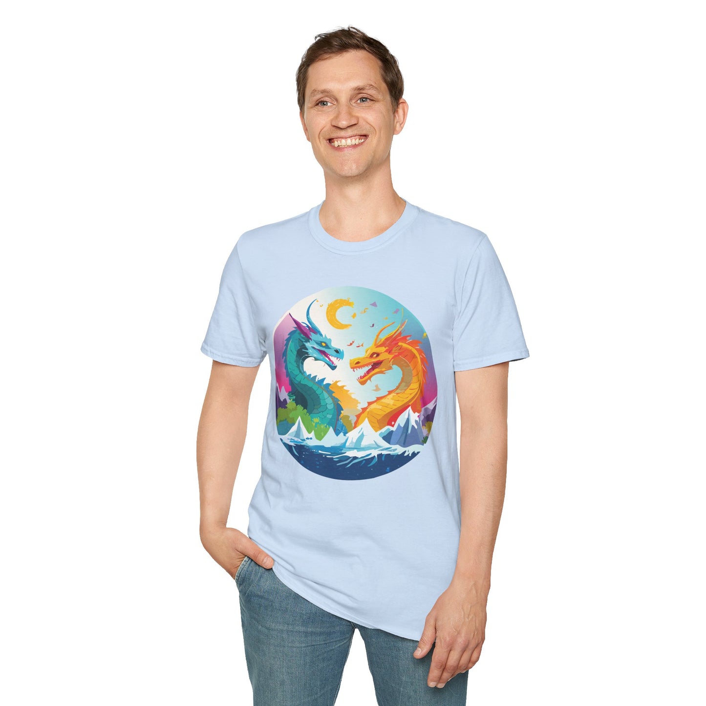 Dragon T Shirt Unisex Gildan Softstyle 64000 Tee Dragon Artwork Animal Print Shirt