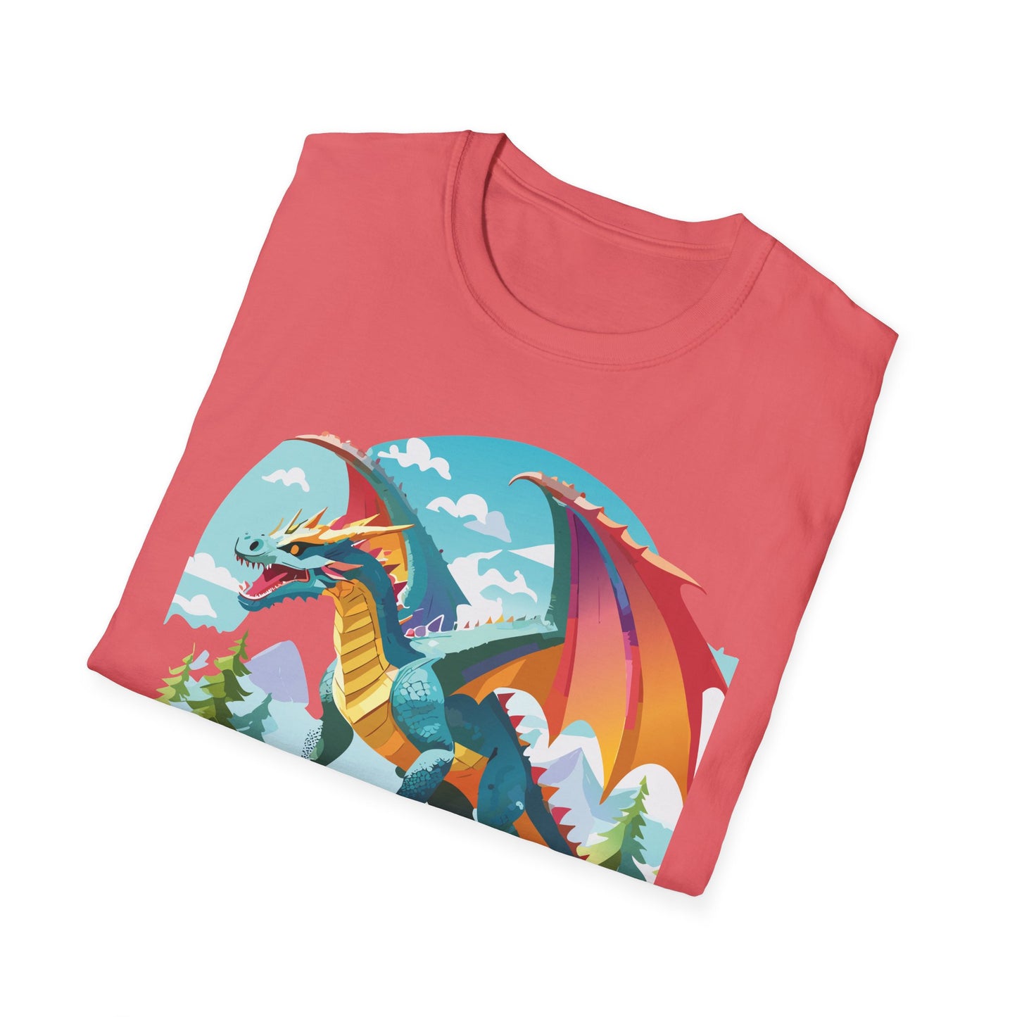 Dragon Graphic Tee Unisex Softstyle 100 Percent Ring Spun Cotton Animal Art Print Shirt