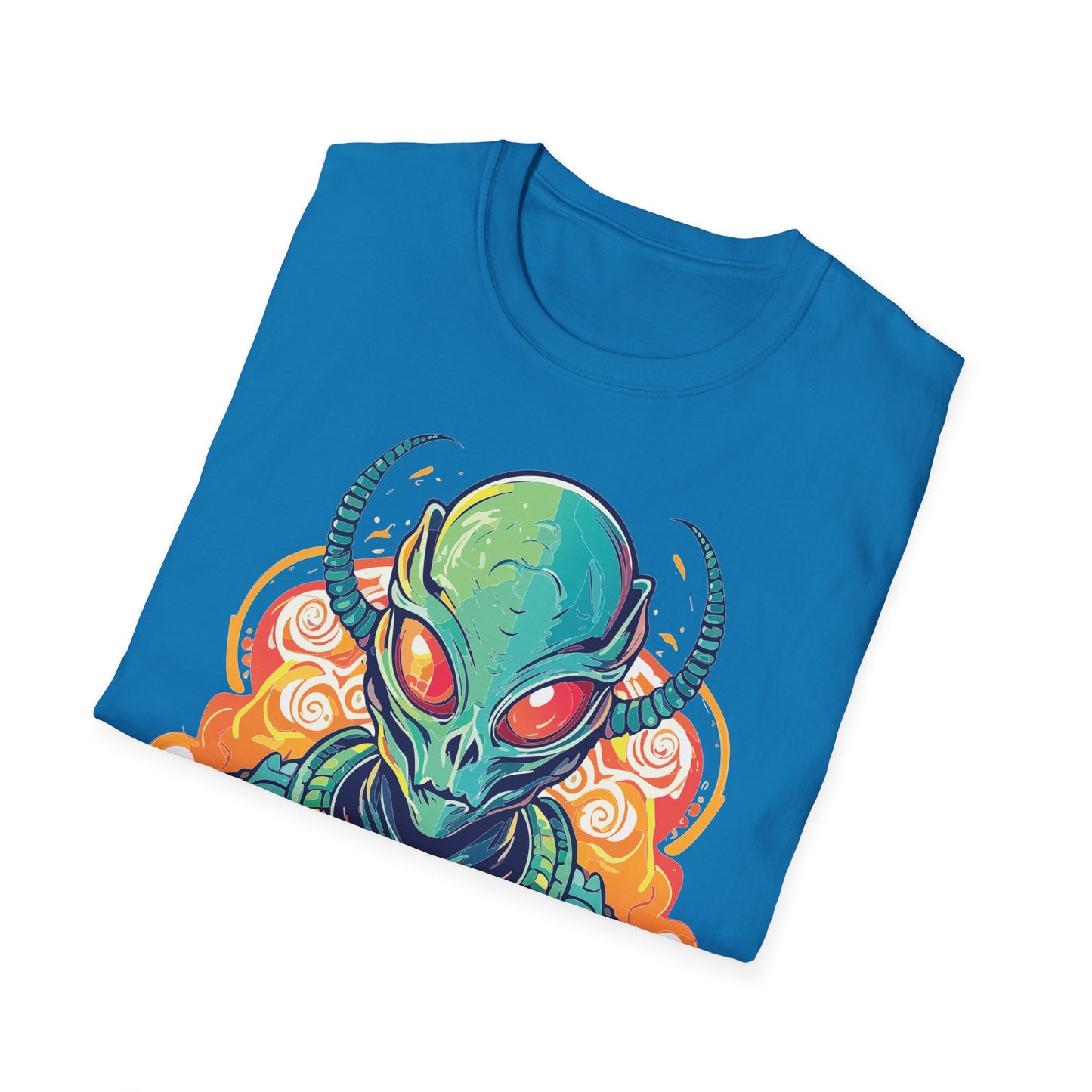 Cosmos Alien T Shirt Unisex Softstyle Cotton Tee With Space Artwork Graphic Design