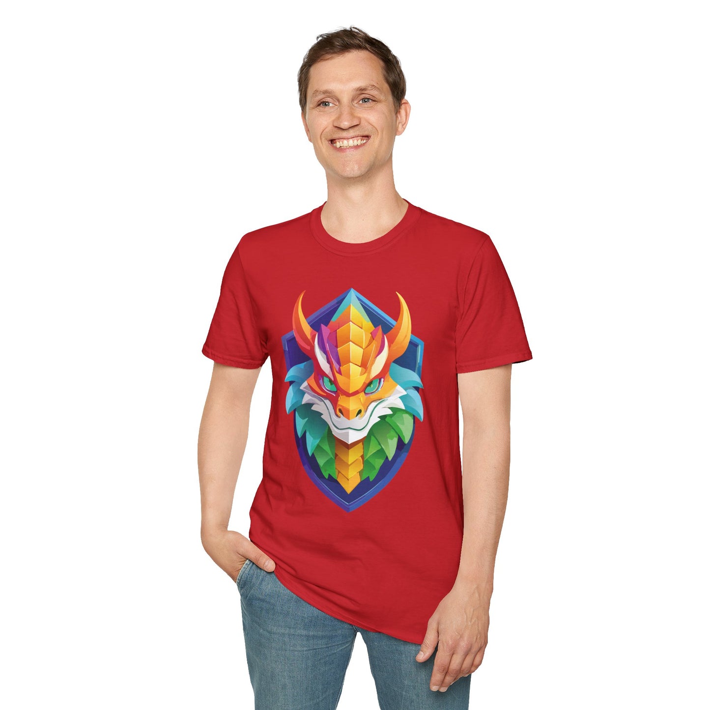 Unisex Dragon T Shirt Softstyle 64000 100 Percent Ring Spun Cotton Comfortable Tee