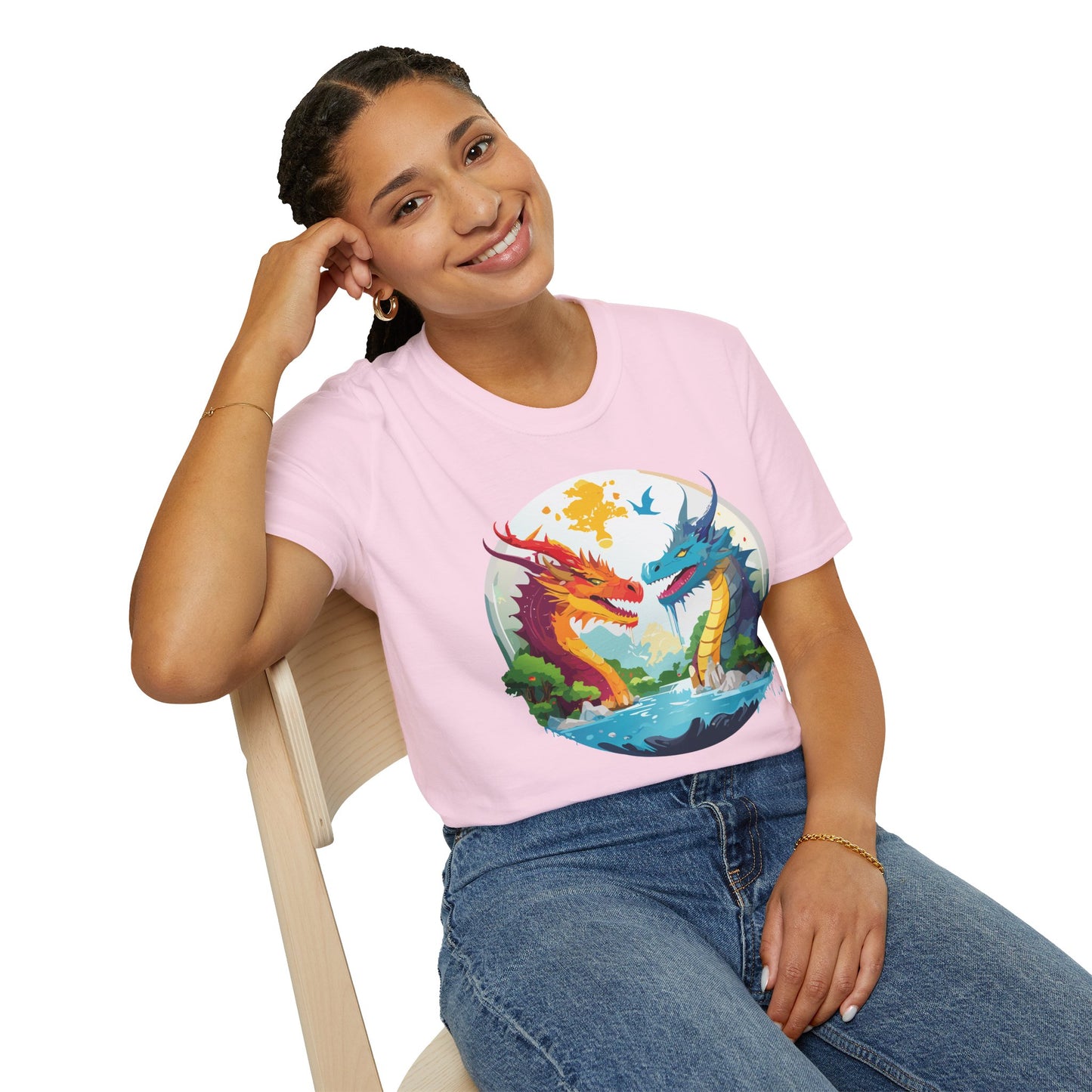 Dragon T Shirt Unisex Gildan Softstyle 64000 100 Percent Cotton Animal Print Tee Artwork
