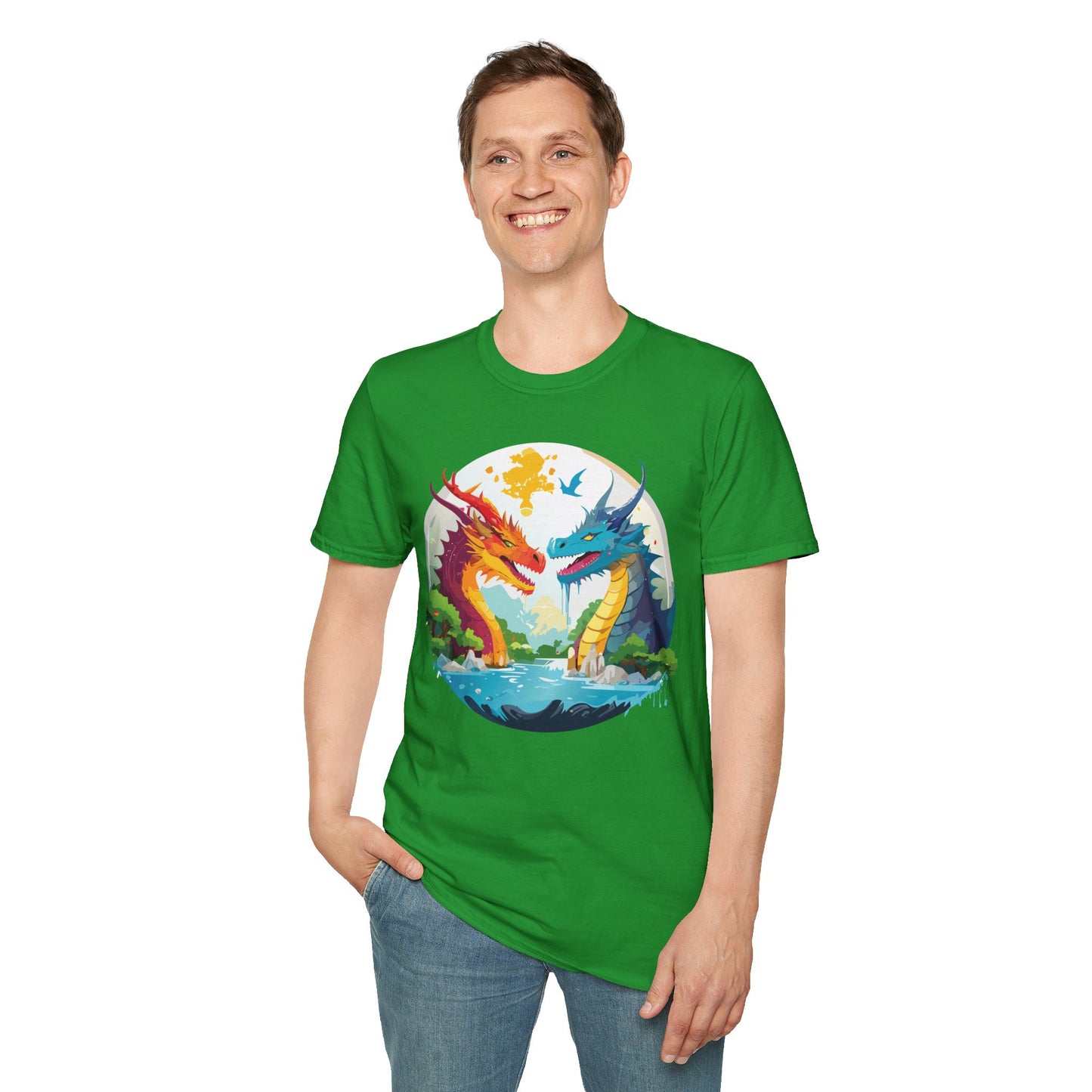 Dragon T Shirt Unisex Gildan Softstyle 64000 100 Percent Cotton Animal Print Tee Artwork