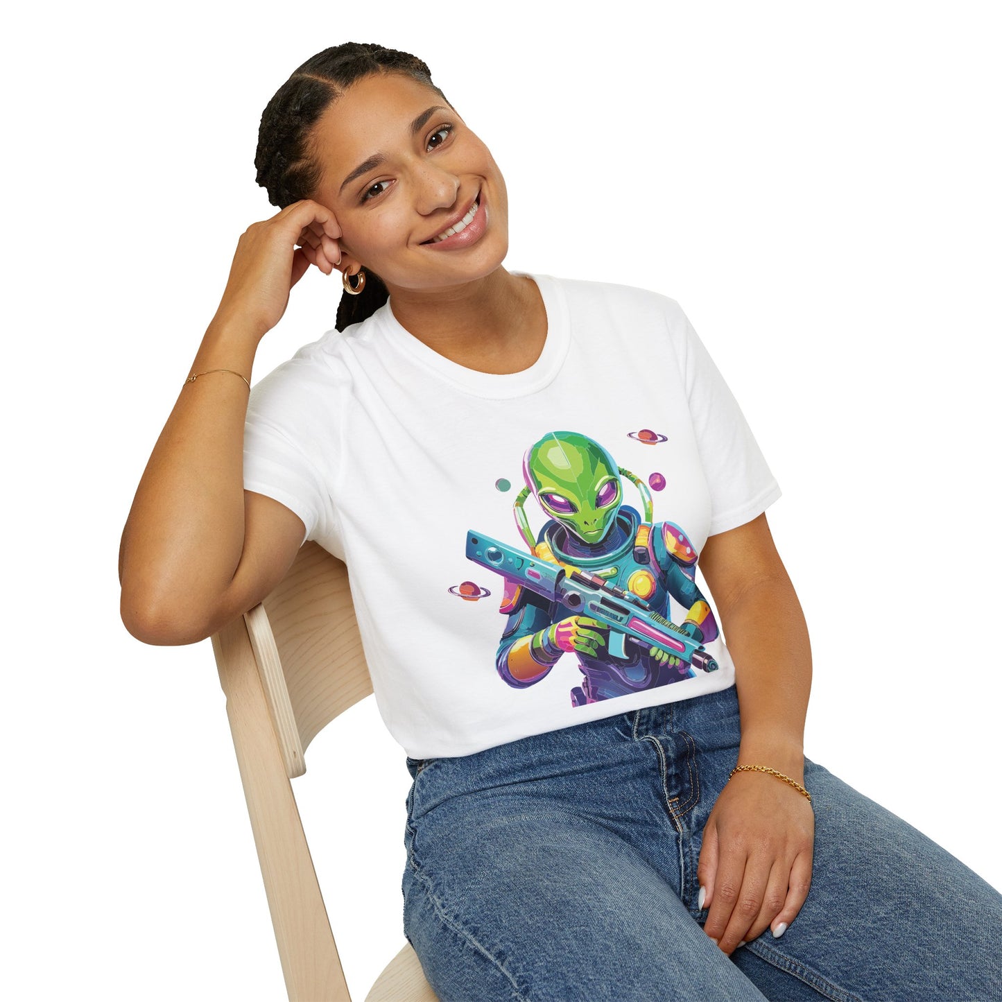 Alien Cosmos T Shirt Unisex Gildan Softstyle 64000 Art Design Tee For Everyday Comfort