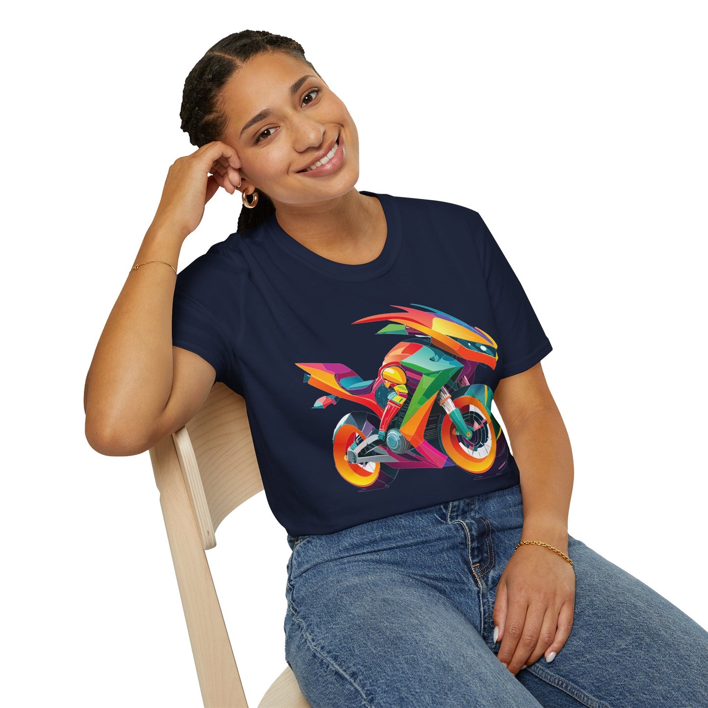 Unisex Bike T Shirt With Motorcycle Artwork Premium Cotton MTB Tee Softstyle 64000
