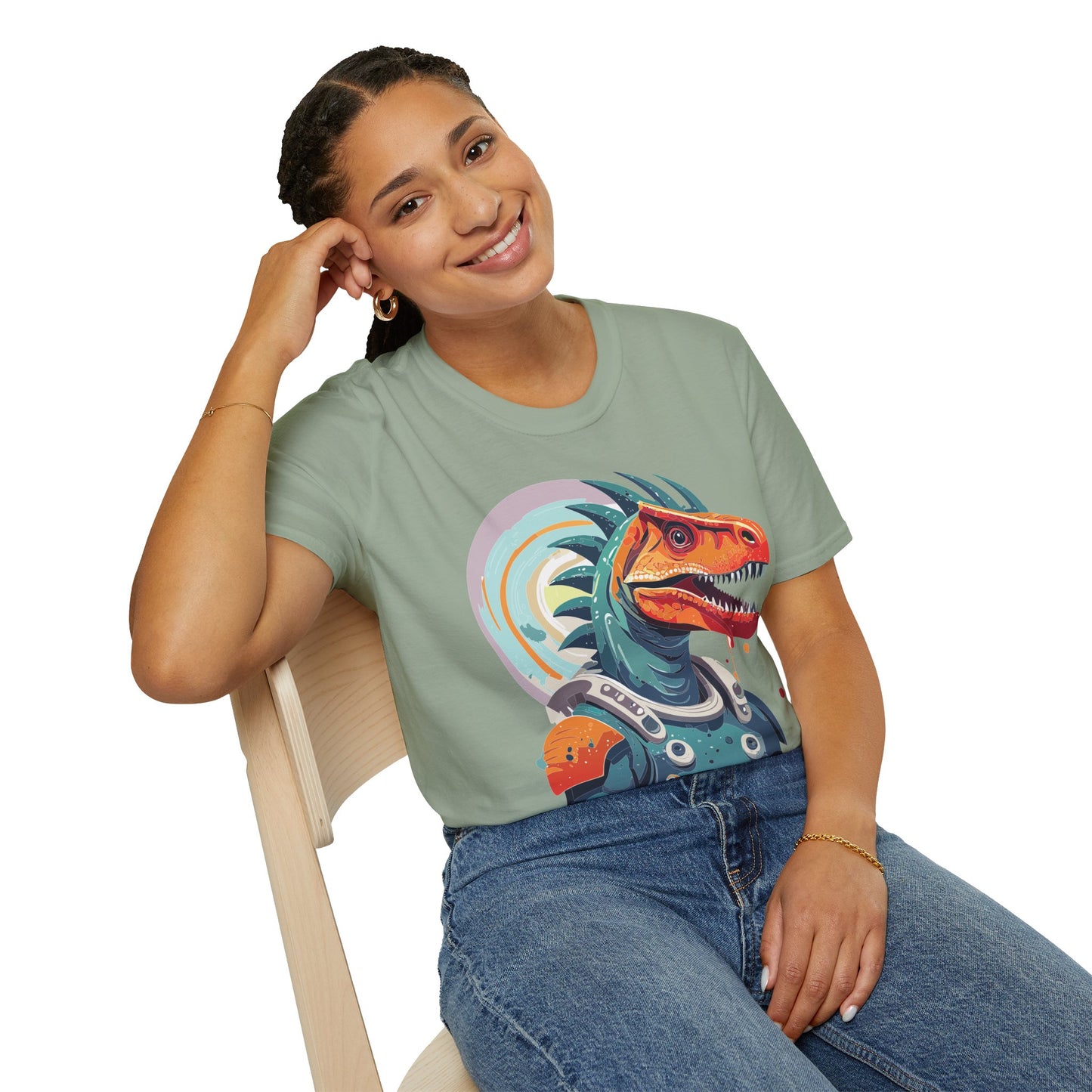 Unisex Gildan Softstyle 64000 Alien T Shirt With Cosmos Space Alien Art Graphic Tee