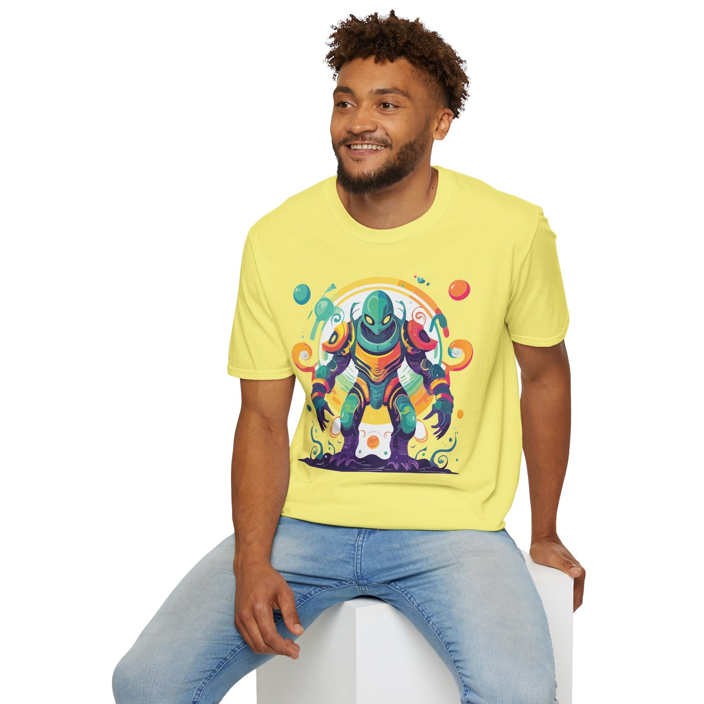 Cosmos Alien T Shirt Unisex Softstyle 64000 with Art Design Durable Comfort Artwork Tee