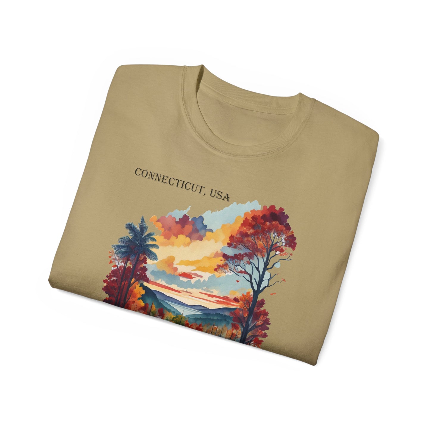 Connecticut Graphic Unisex Cotton T‑Shirt 1