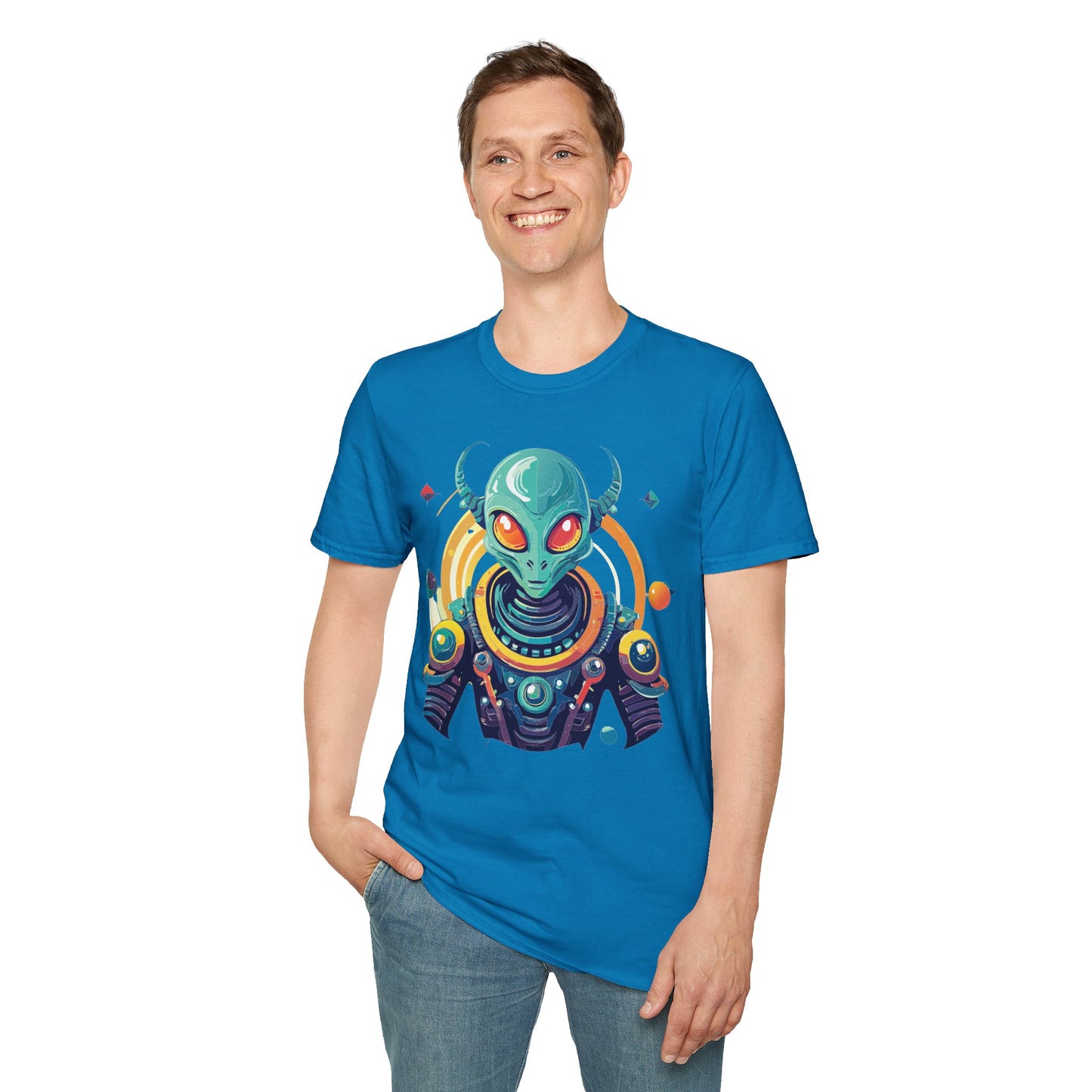 Alien Cosmos T Shirt Unisex Softstyle Cotton Tee With Alien Art Design Premium Comfort
