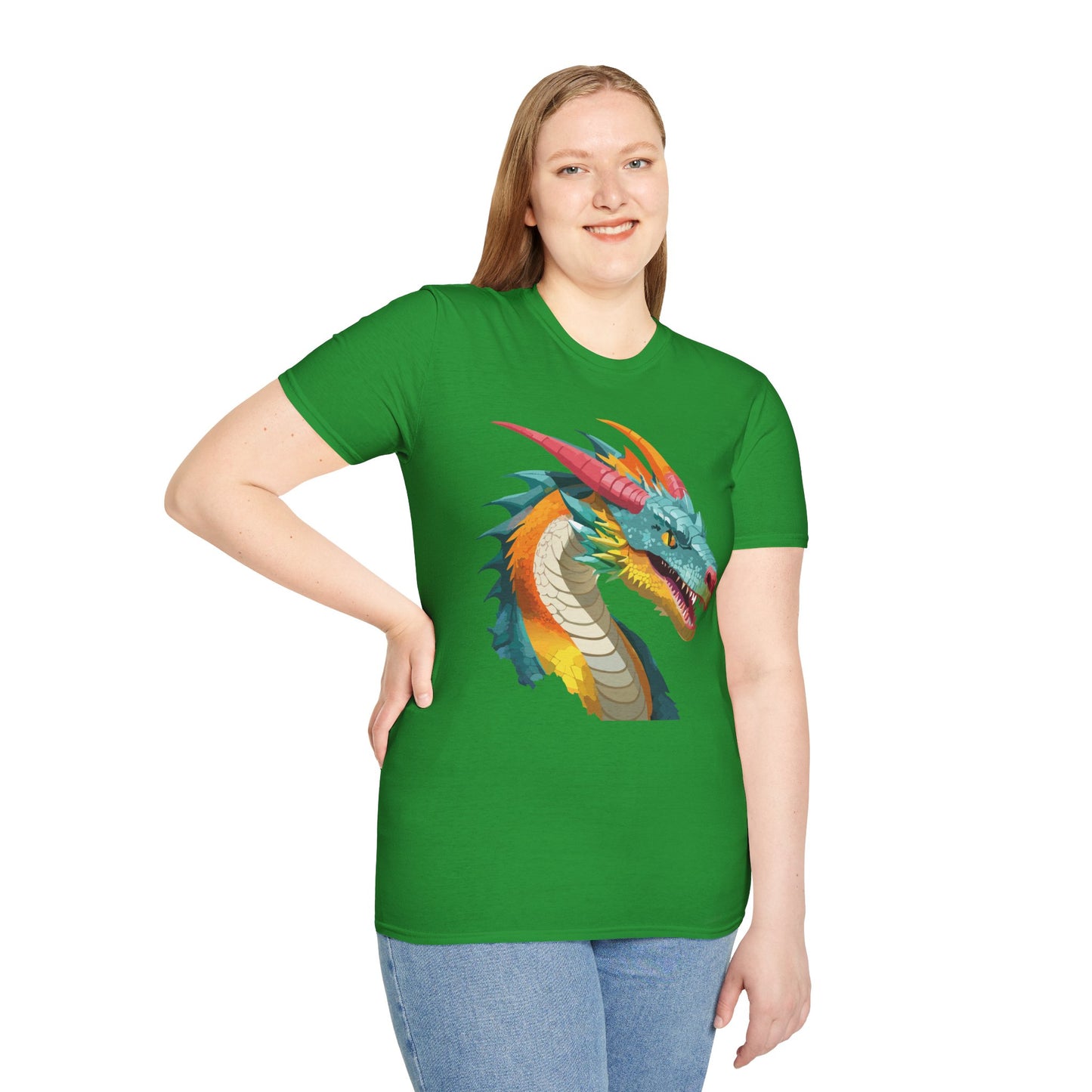 Dragon T Shirt Unisex Softstyle Art Design Tee With Animals Theme Gildan 64000 Premium Quality