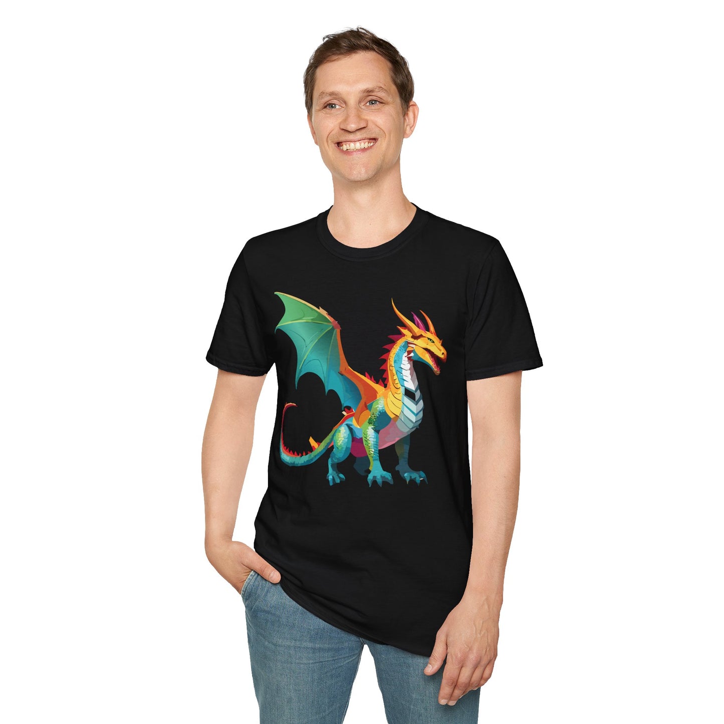 Dragon T Shirt Unisex Animal Design Tee Softstyle Gildan 64000 100 Percent Ring Spun Cotton