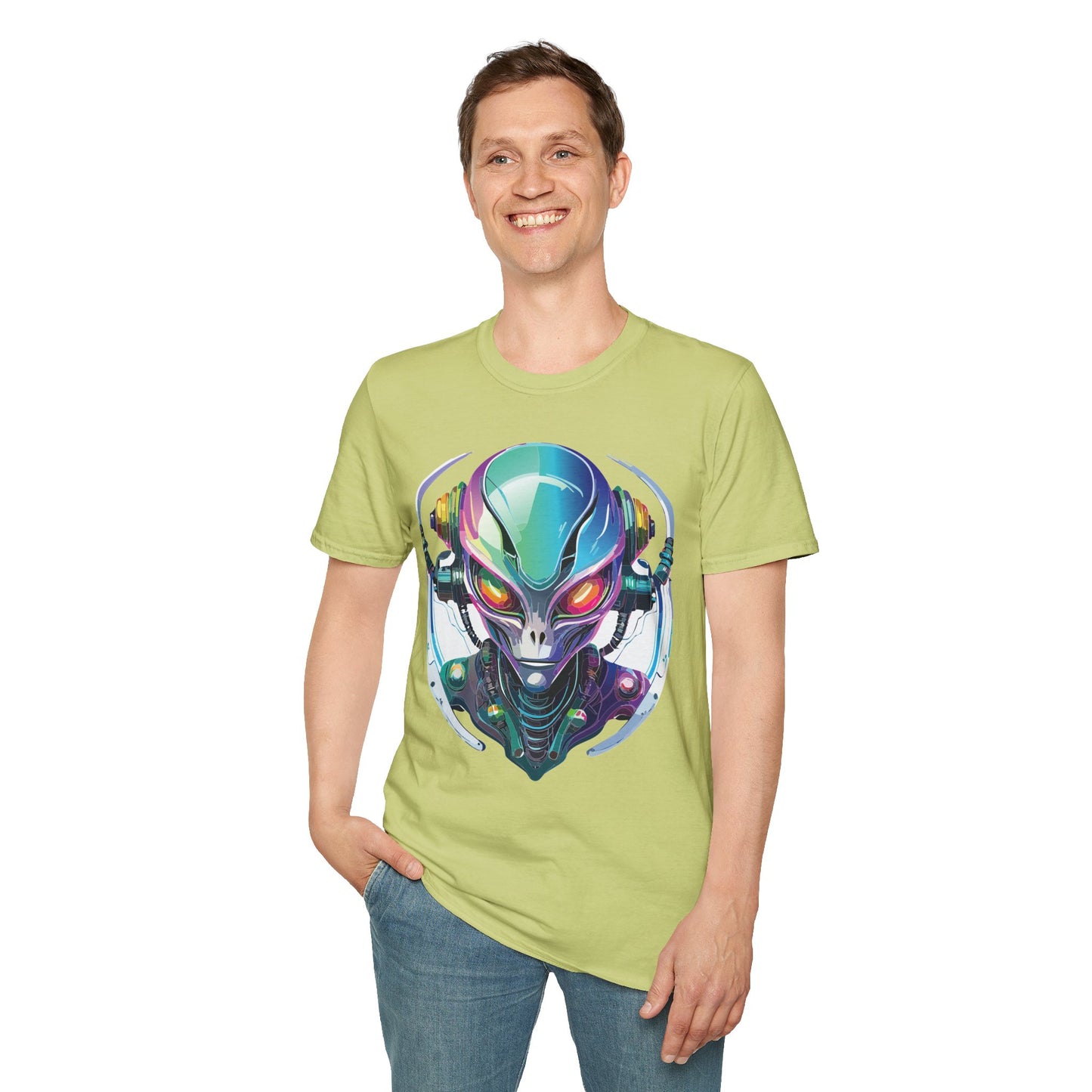 Alien Cosmos T Shirt Unisex Softstyle 64000 Tee With Alien Space Design 100 Percent Ringspun Cotton